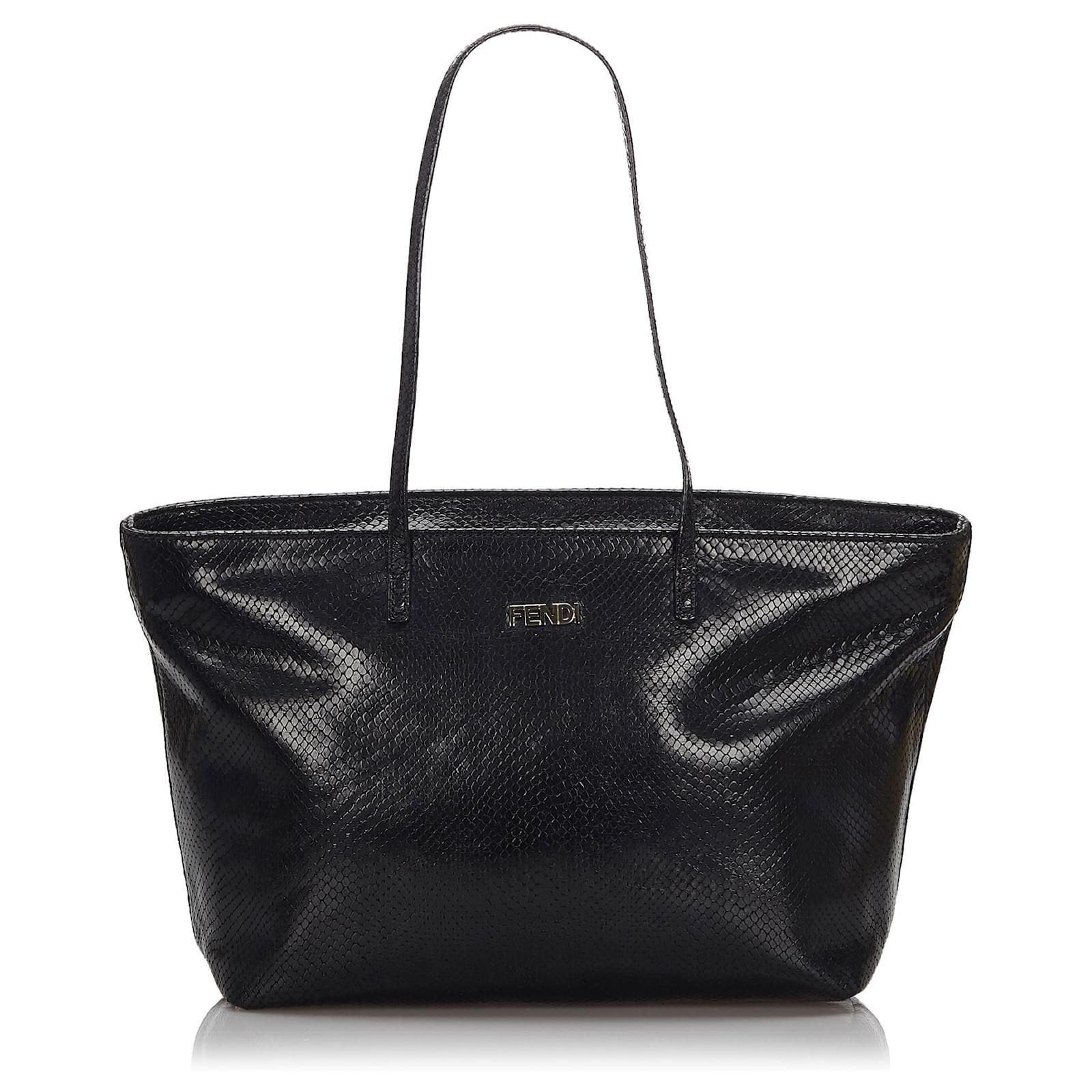 Fendi Black Embossed Leather Tote Bag ref.164494 Joli Closet