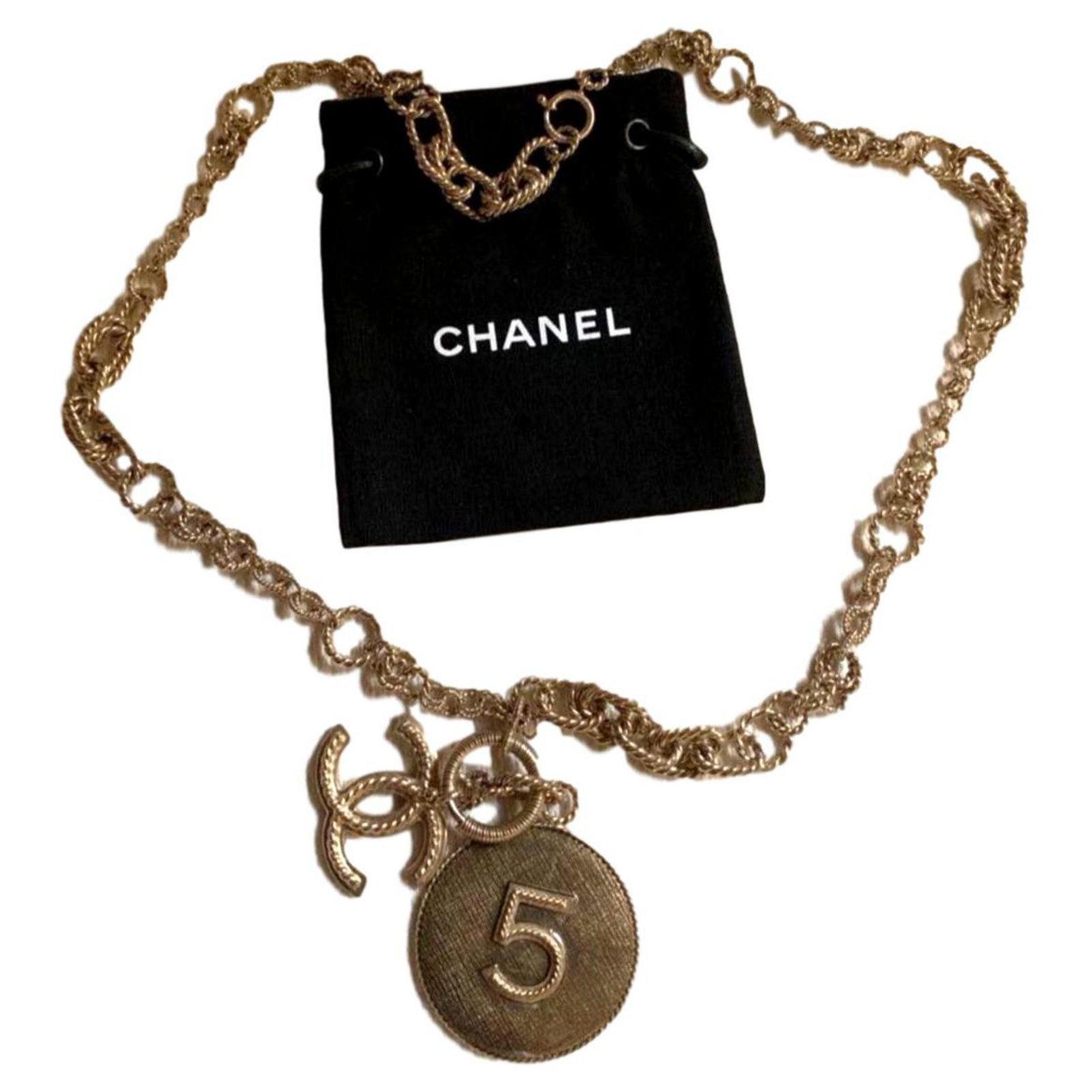 CHANEL No 5 light gold necklace