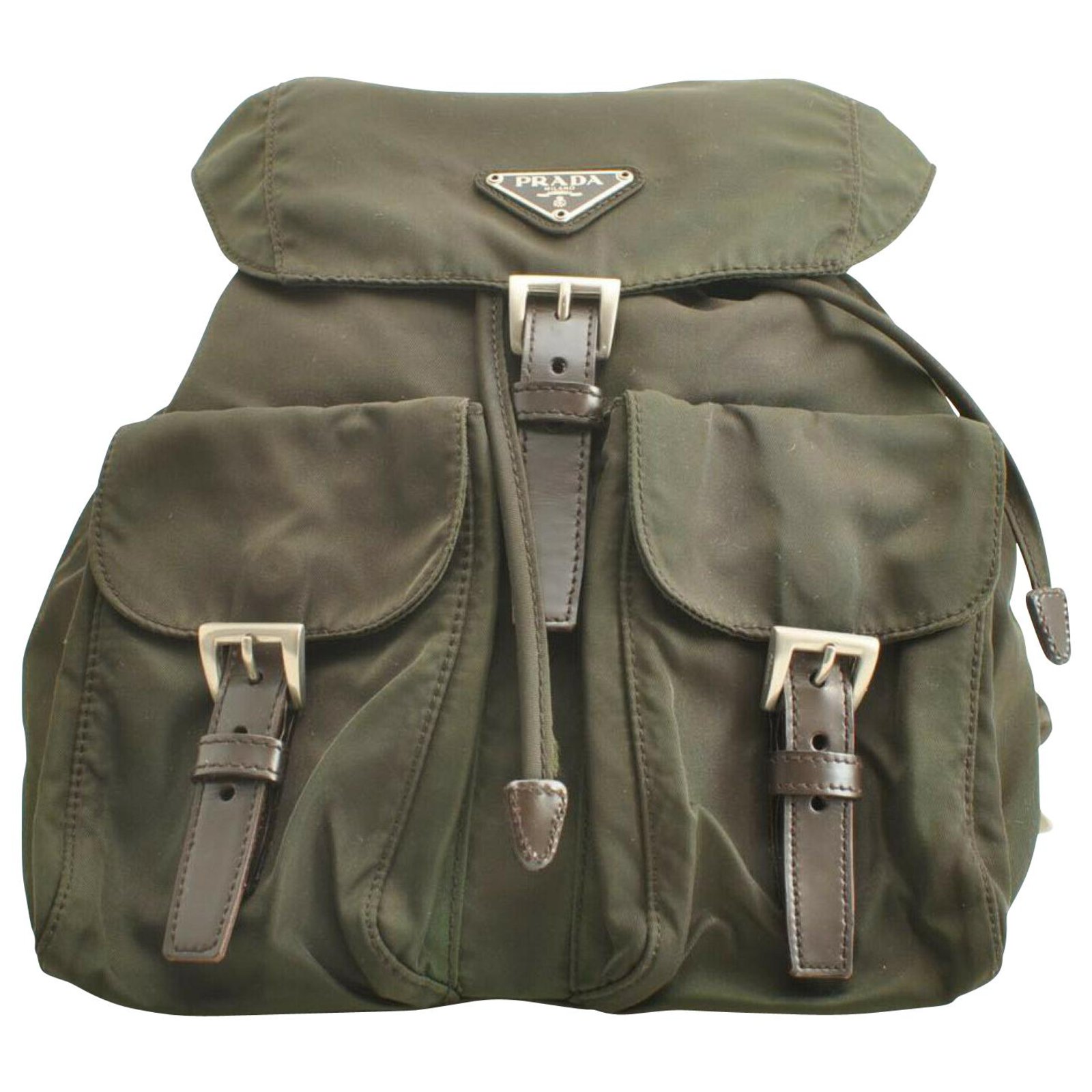 Prada Nylon Backpack Knapsack Khaki Cloth  - Joli Closet