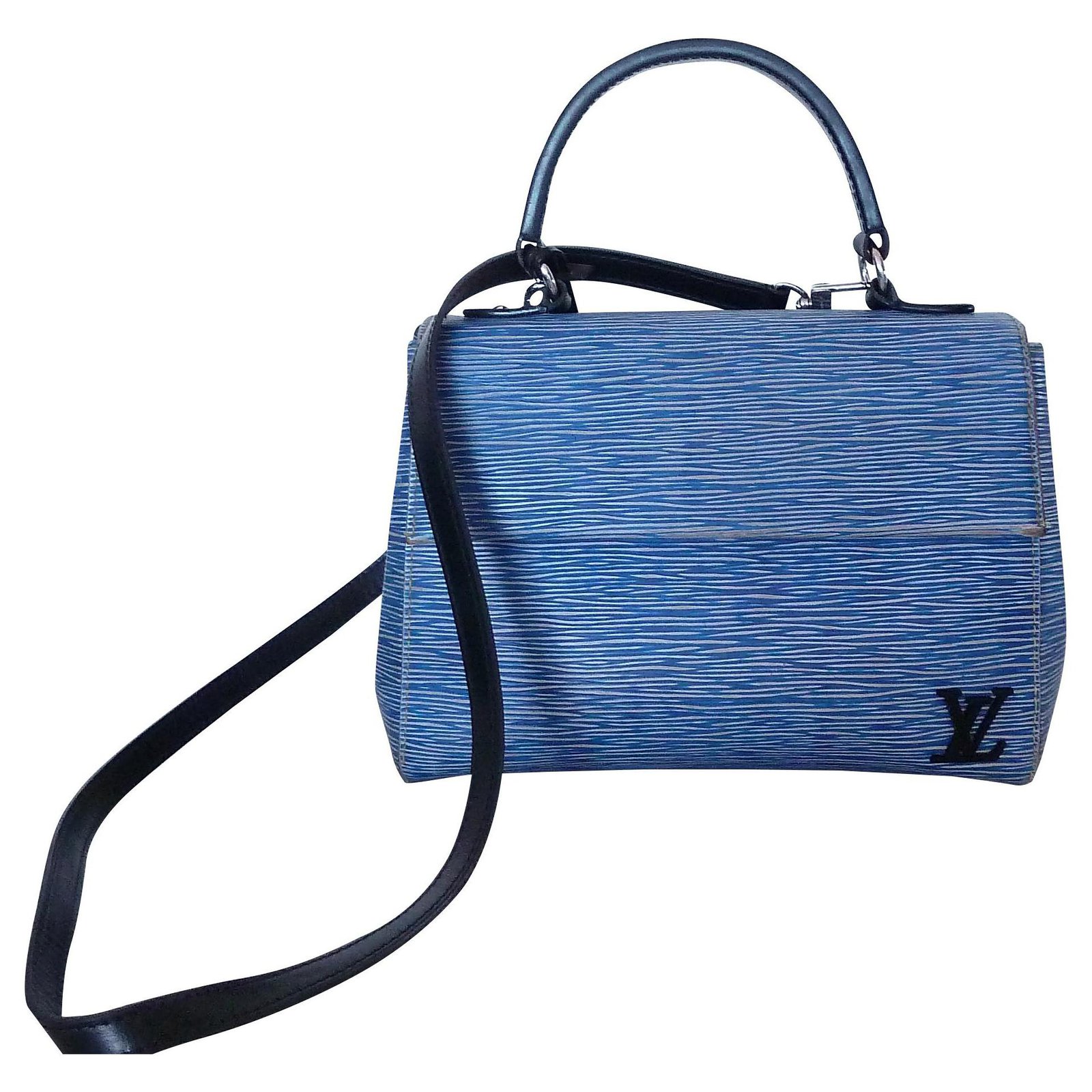 Sacs à main Louis Vuitton Louis Vuitton sac Cluny BB cuir épi Cuir Bleu ref.165200 - Joli Closet