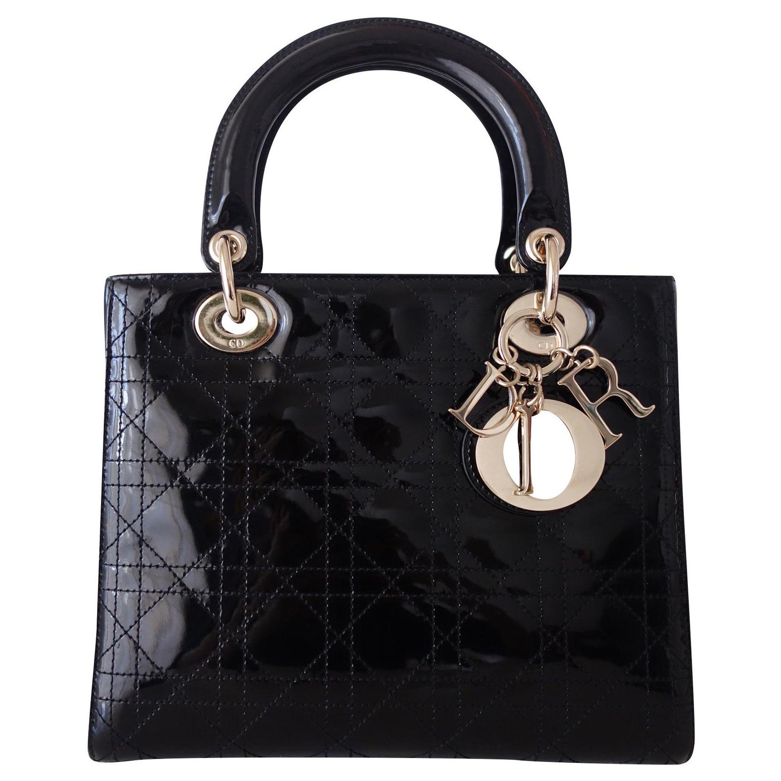 LADY DIOR BLACK VARNISH BAG Patent leather ref.165318 - Joli Closet