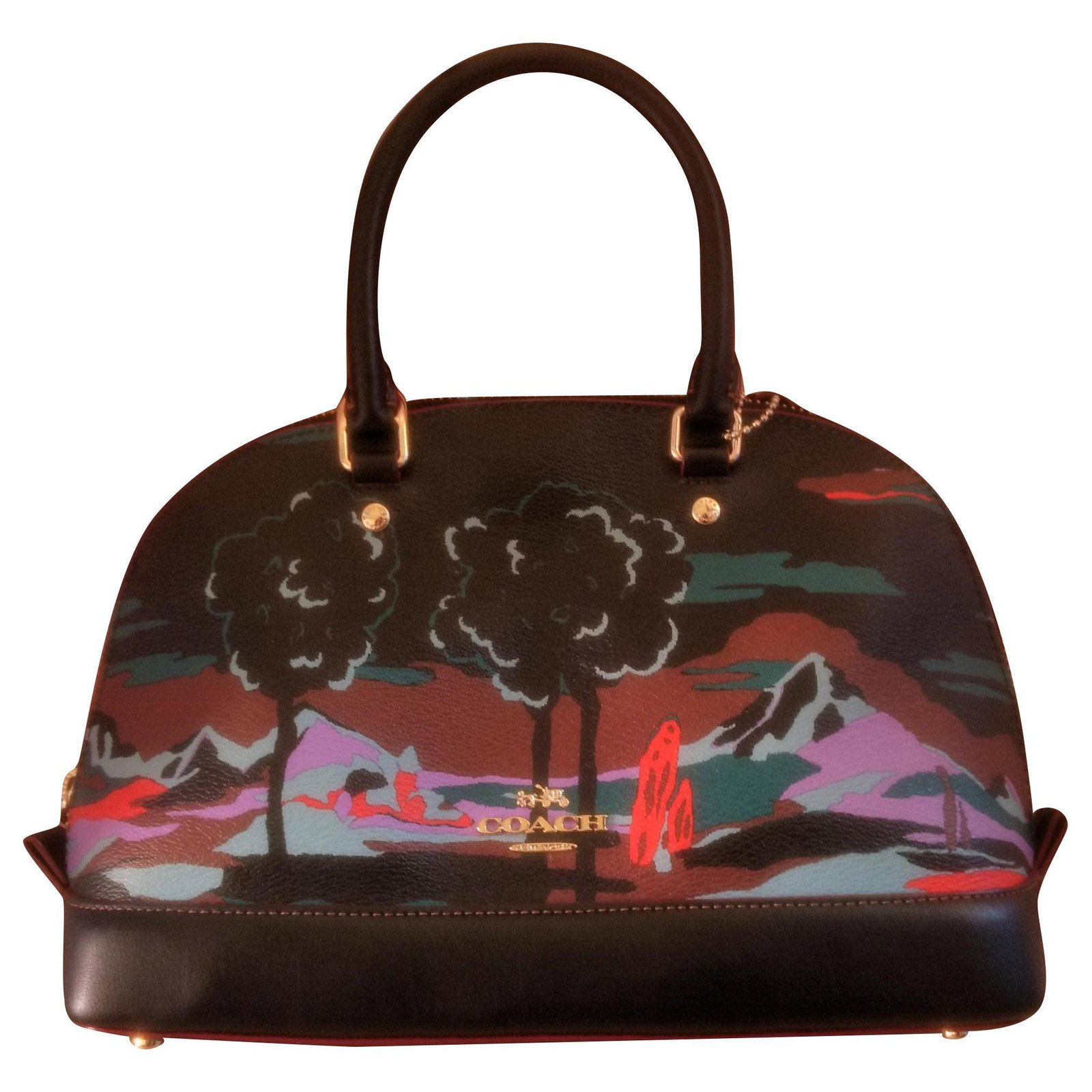 Cartable mini sierra leather crossbody bag Coach Multicolour in