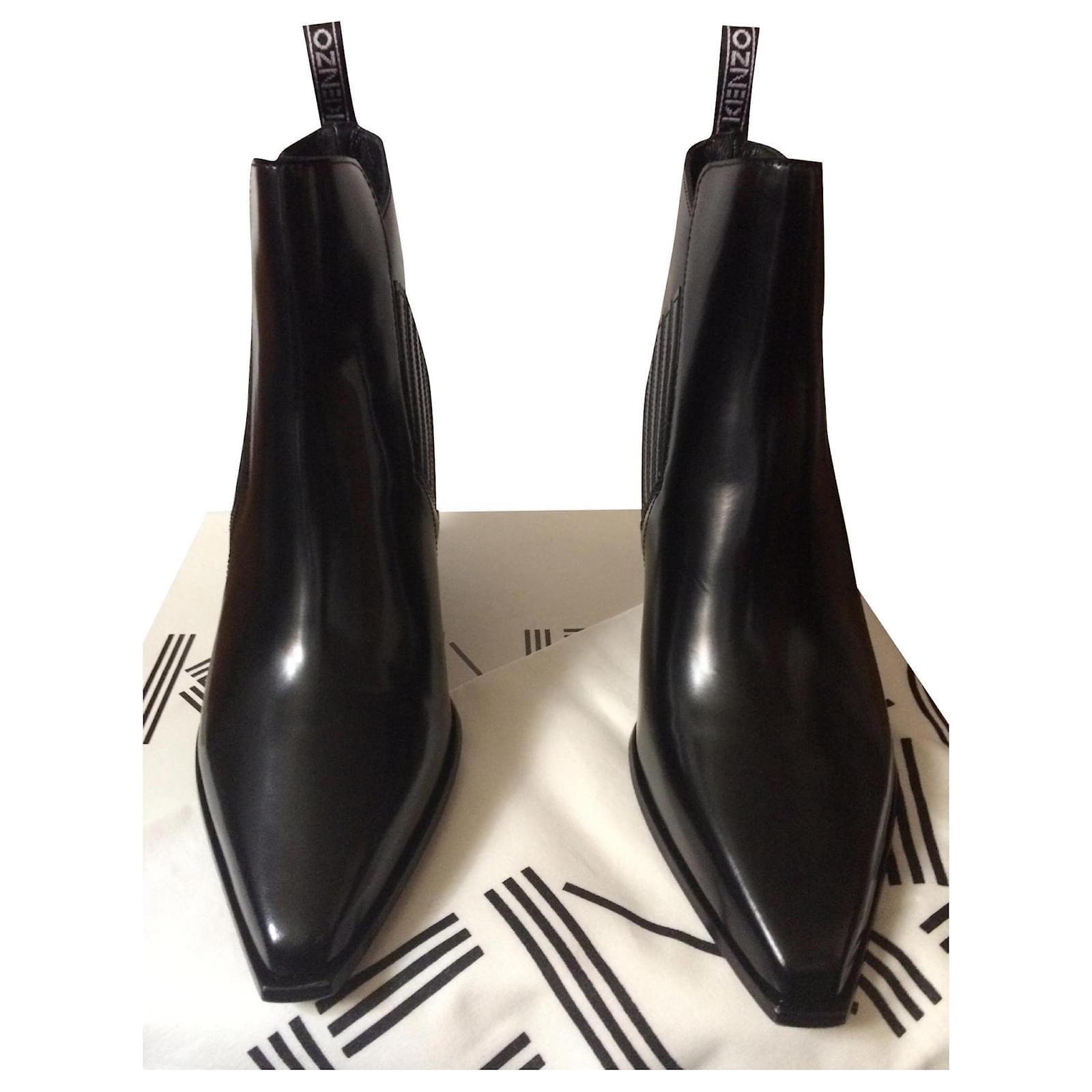 Kenzo Botines Negro Cuero ref.166340 - Joli Closet