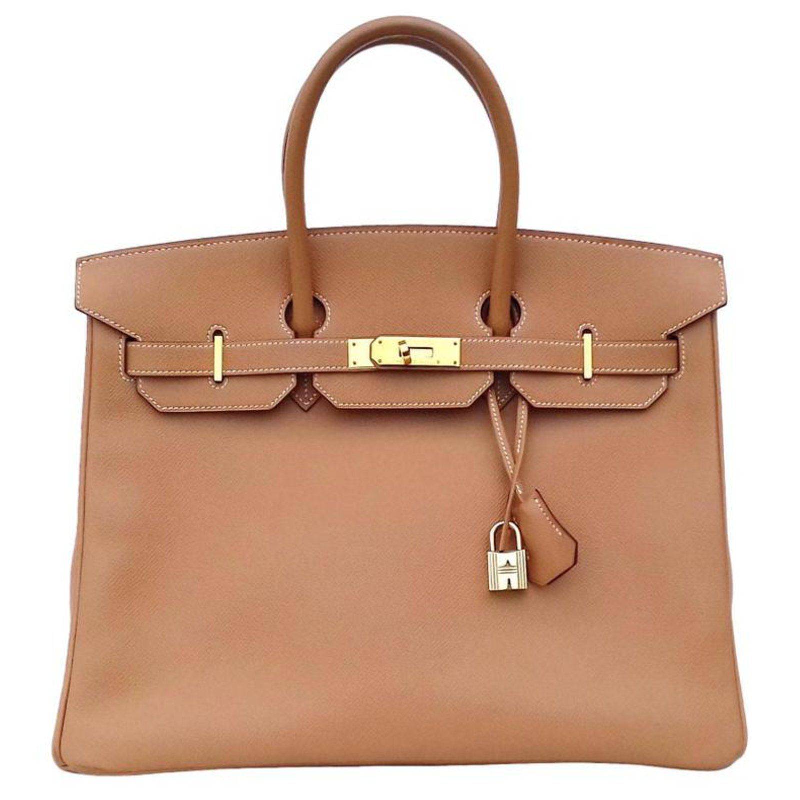 Acapulco Hermès sac à main Birkin 35 En cuir Epsom Naturel Bijouterie ...