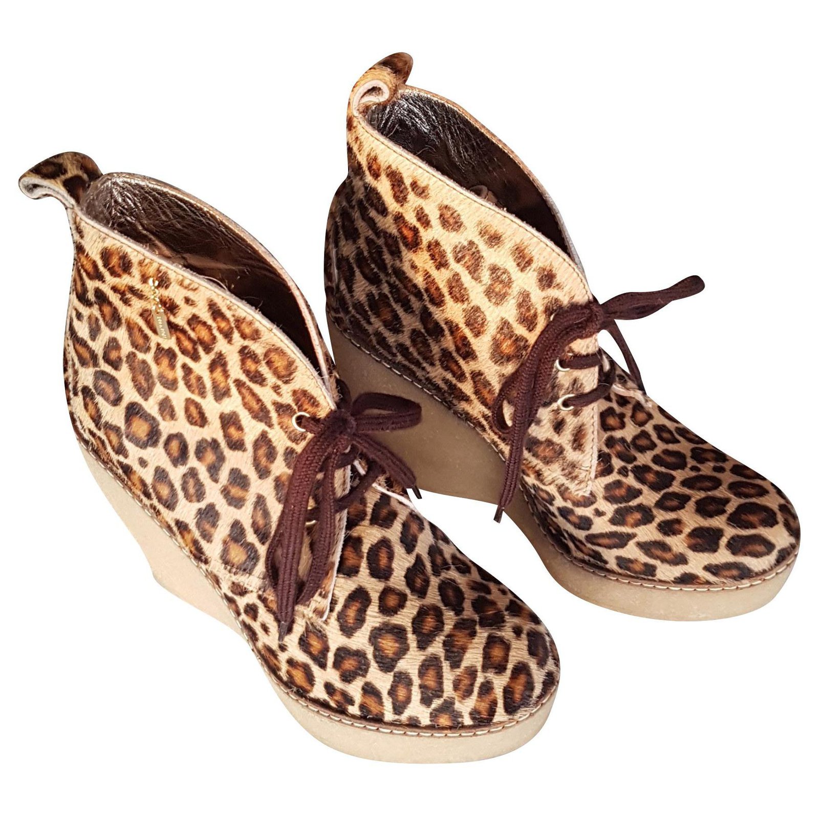 Serafini boots wedge heels. Leopard print Pony-style calfskin  -  Joli Closet