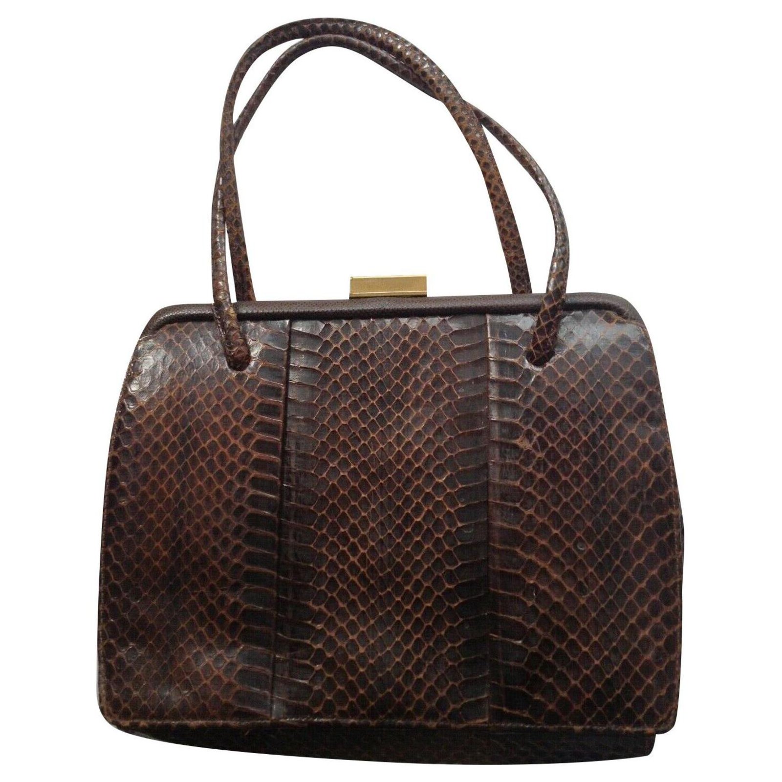 Brown faux snakeskin striped purse – Vintage at Goto