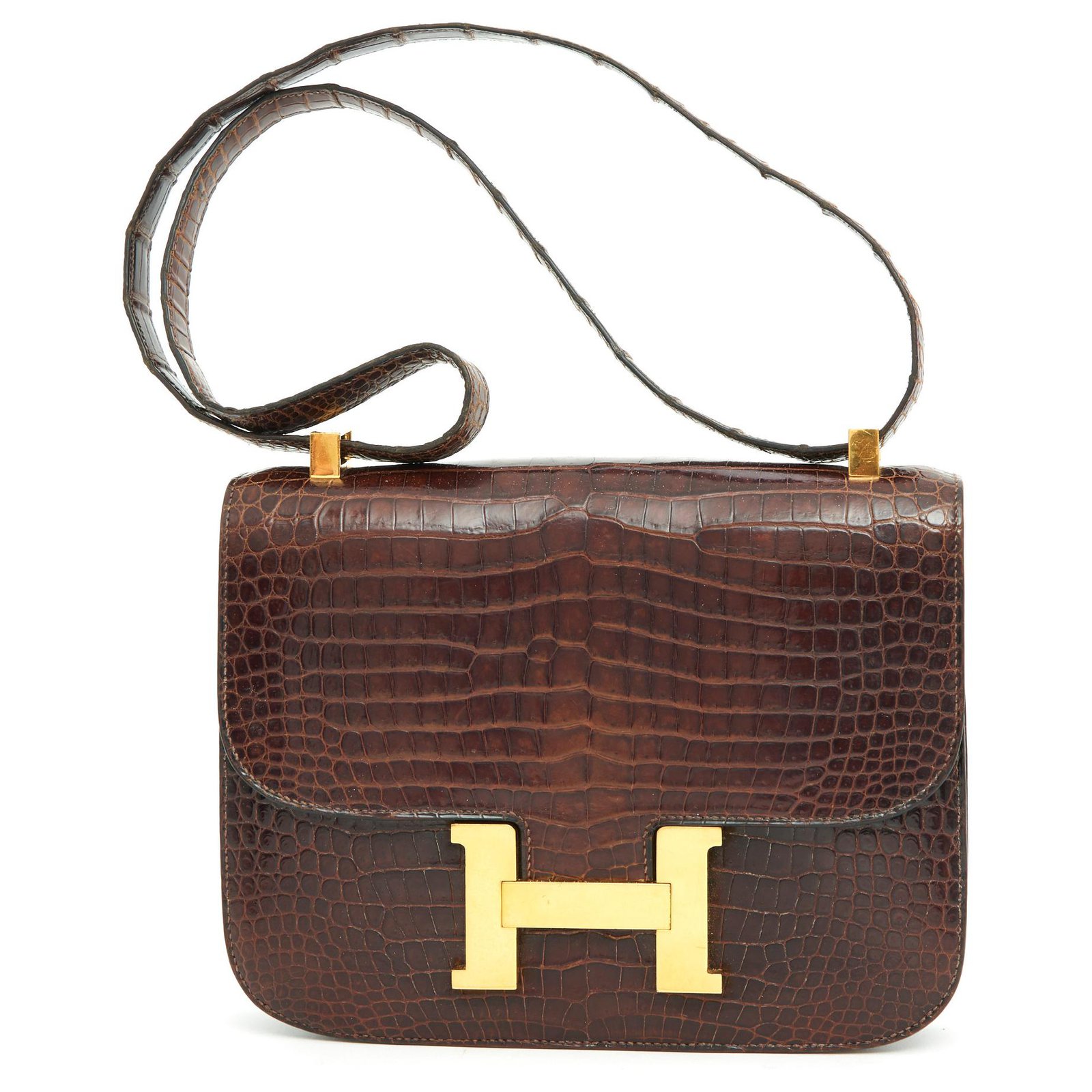 Herm s CONSTANCE  CROCO  BROWN Handtaschen Andere Braun ref 