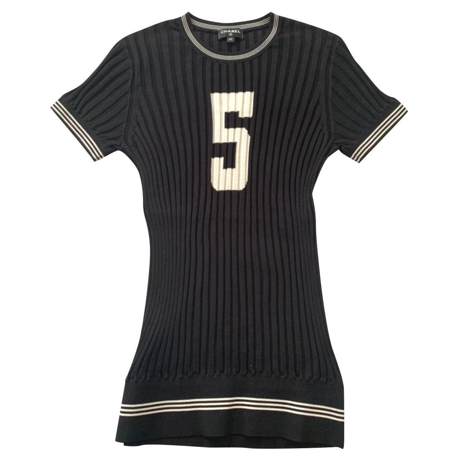 CHANEL No 5 silk knit shirt FR36 Black ref.167593 - Joli Closet