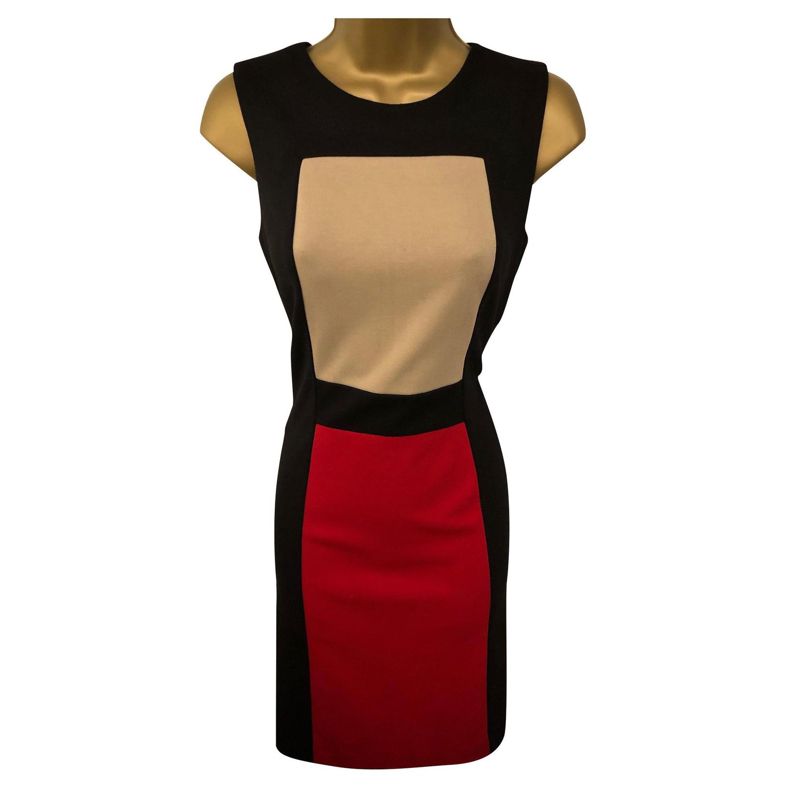 calvin klein red and black dress