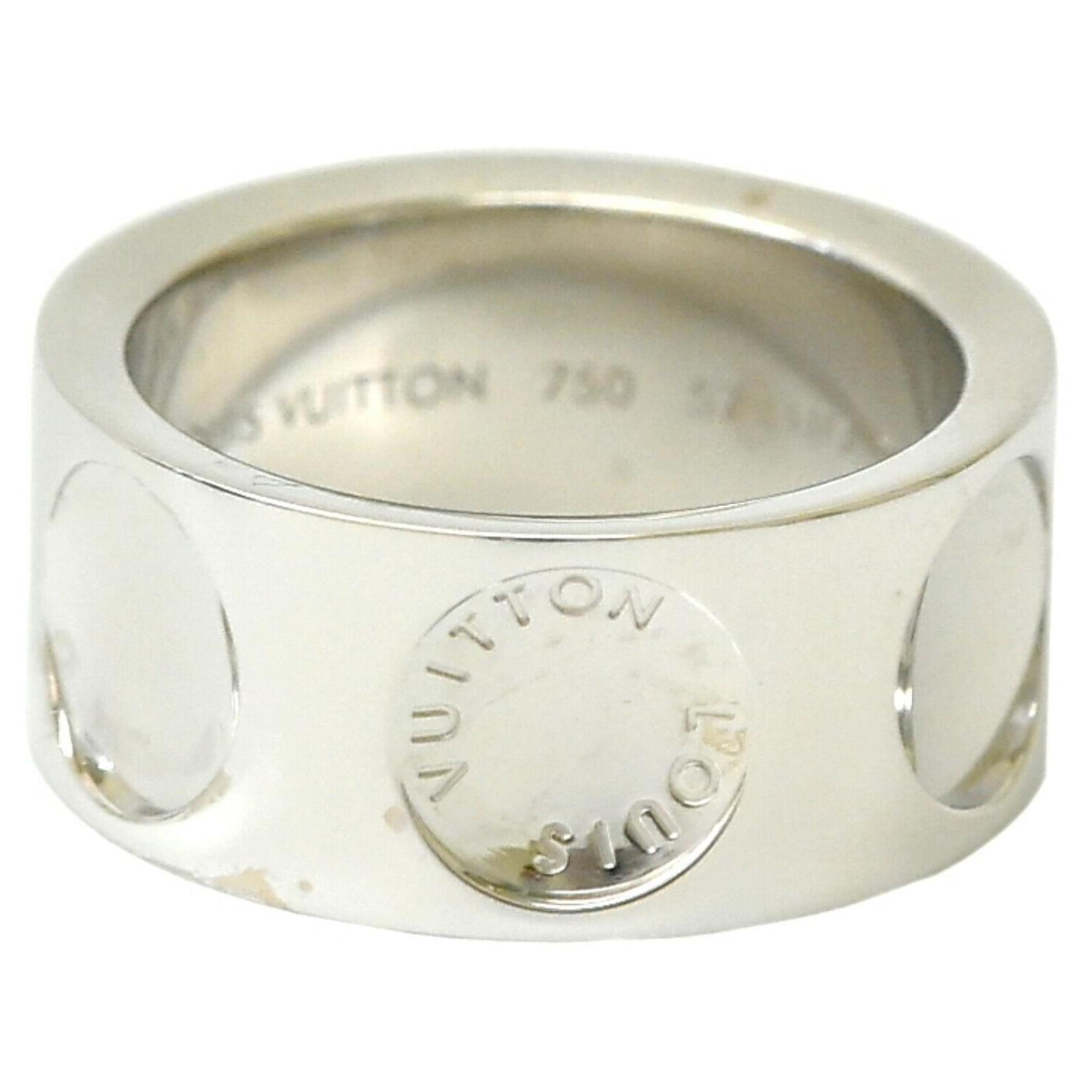 Louis Vuitton, Jewelry, Louis Vuitton Petit Burg Emplant Ring White Gold  8k Fashion No Stone Band