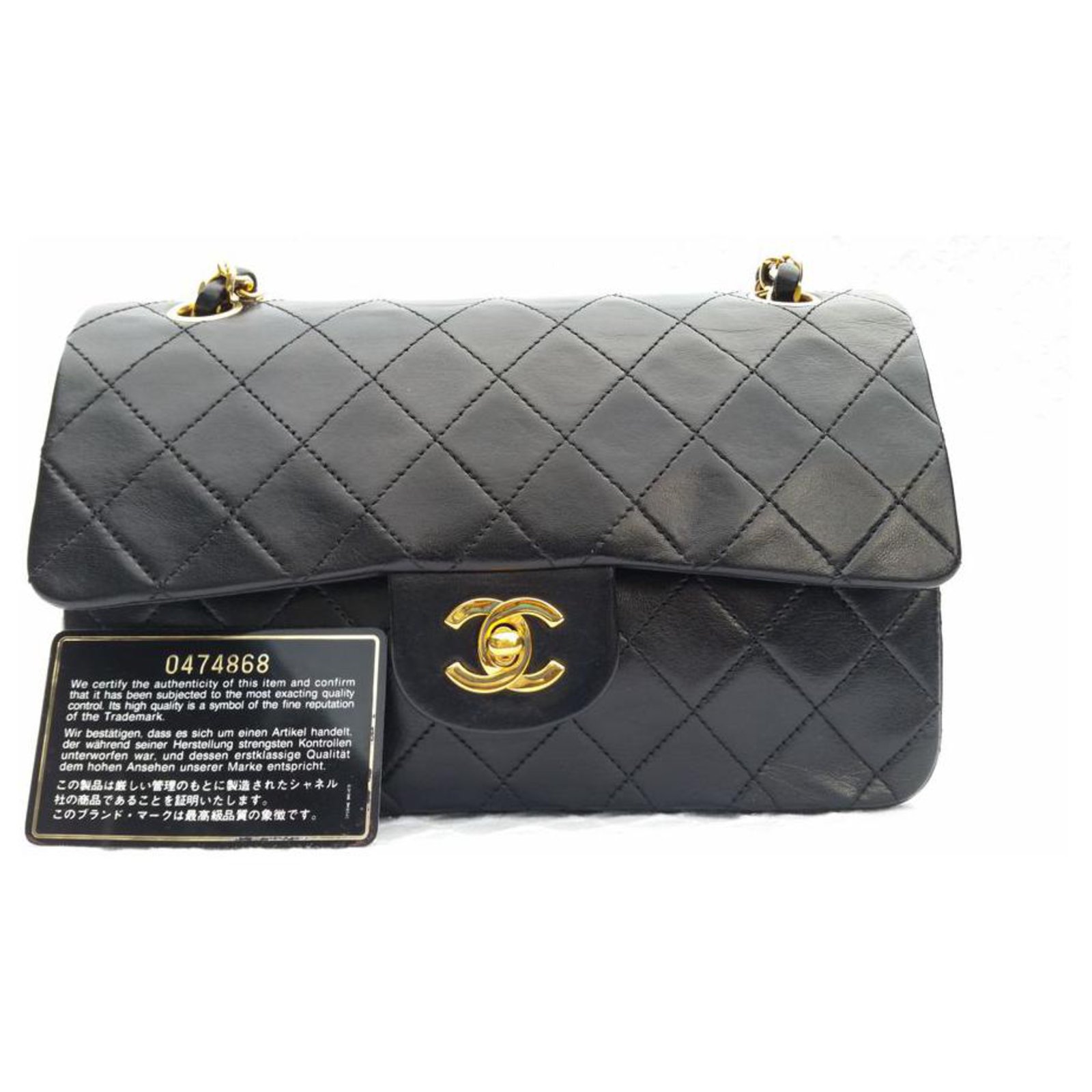 Chanel Classic Chanel Matelasse 2 55 Double Flap Bag Handbags Lambskin Black Ref 1692 Joli Closet