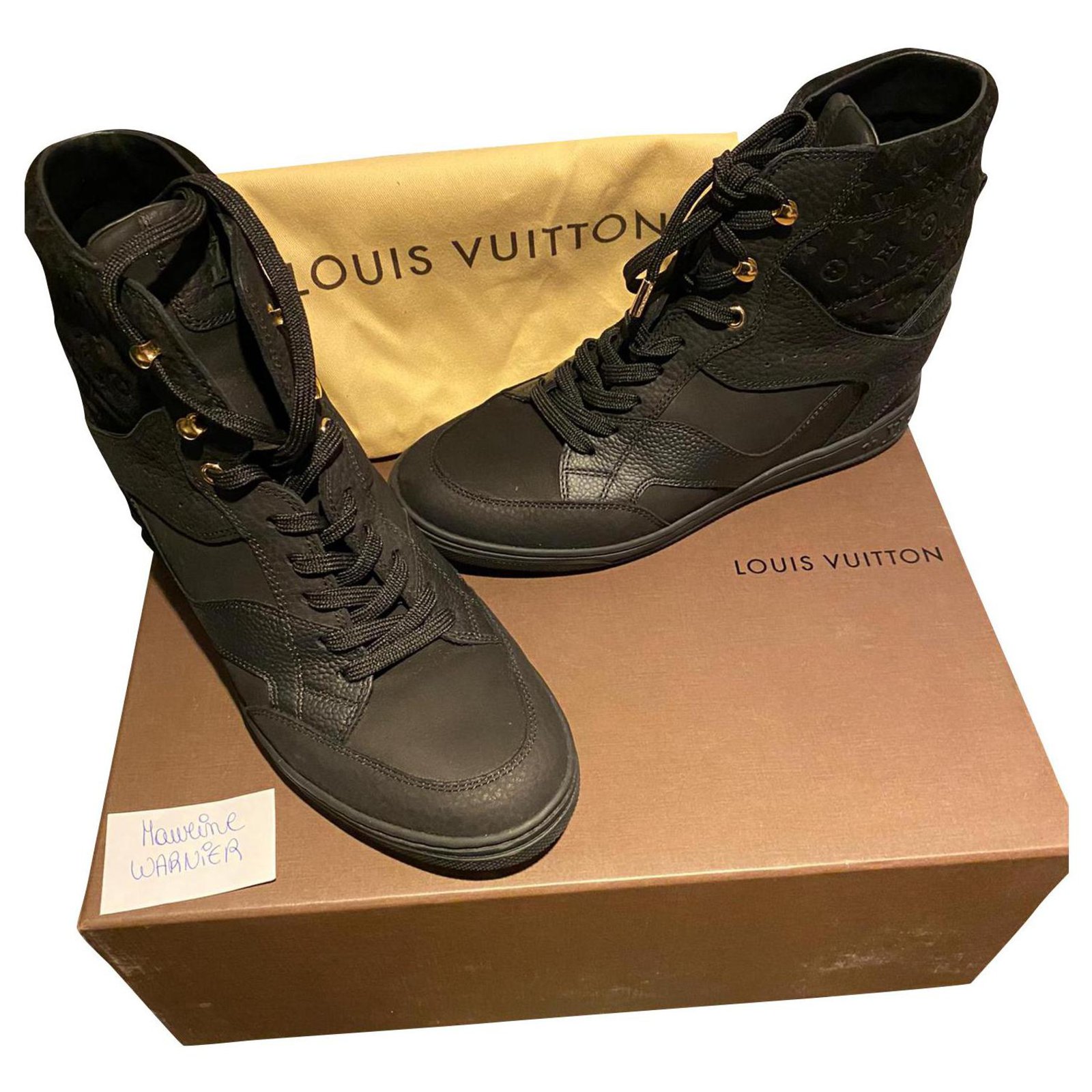 Louis Vuitton Wedge sneakers Black Leather ref.169357 - Joli Closet