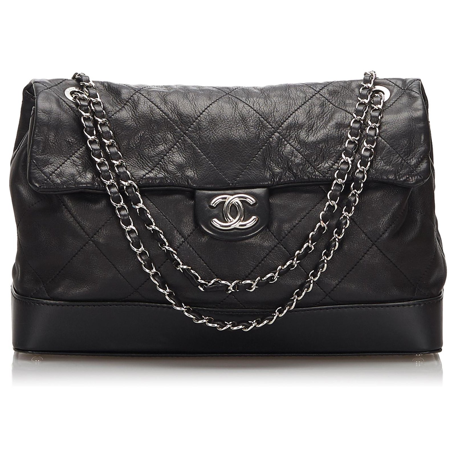 Chanel Black Surpique Maxi Lambskin Flap Bag Leather ref.169659 - Joli  Closet