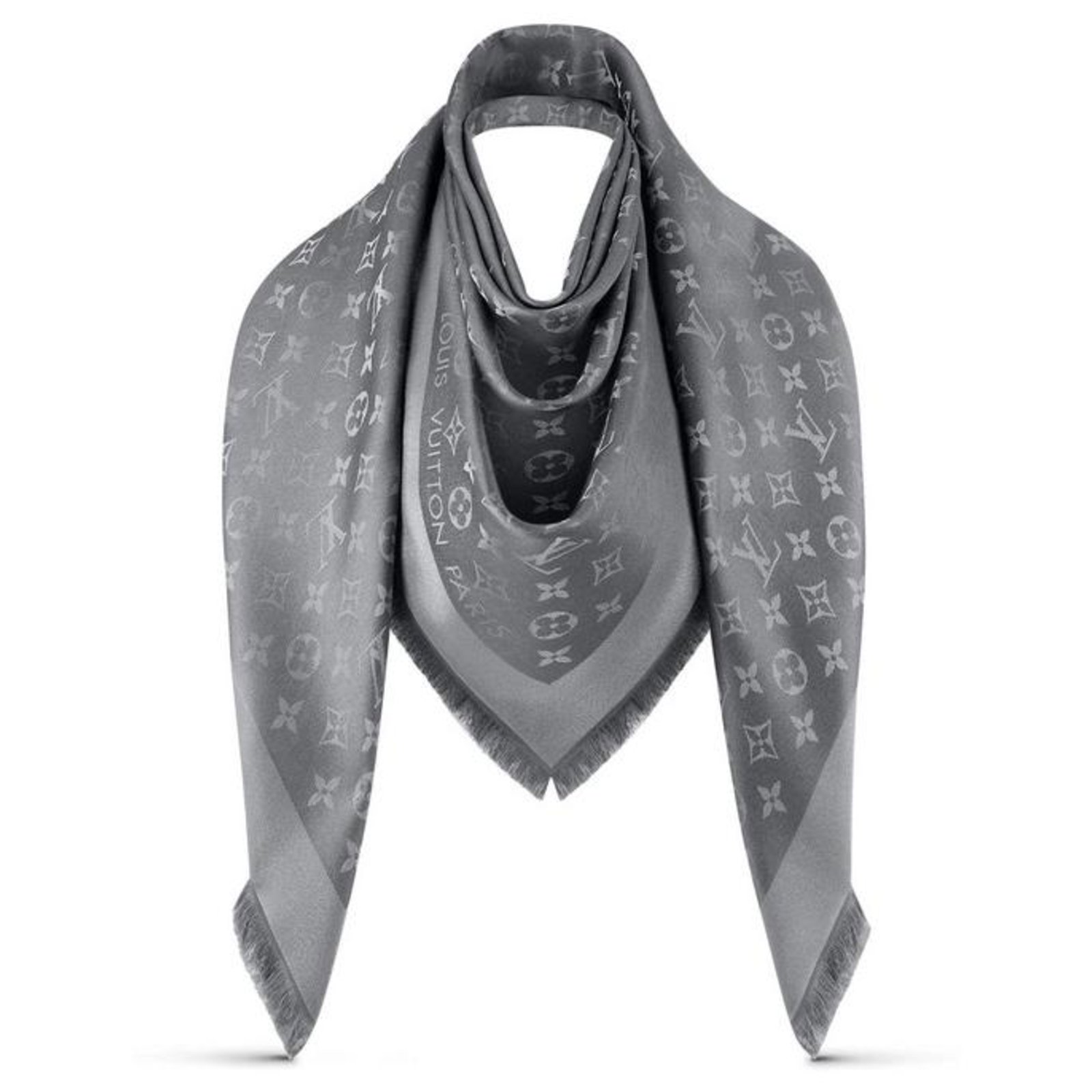 daytime Lavet af slap af scarf louis vuitton m75120 Grey Silk Wool Viscose ref.169923 - Joli Closet