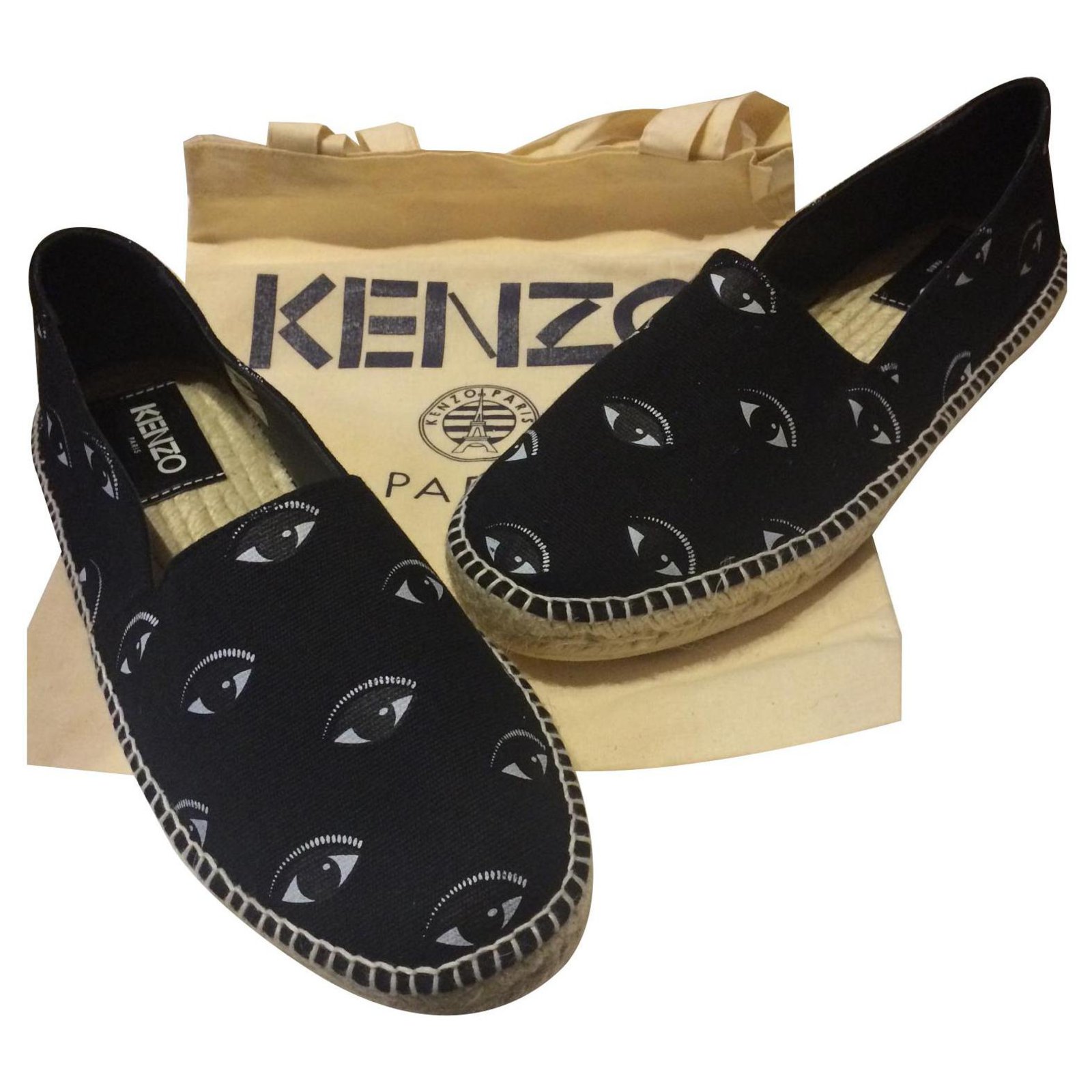 kenzo espadrilles black leather