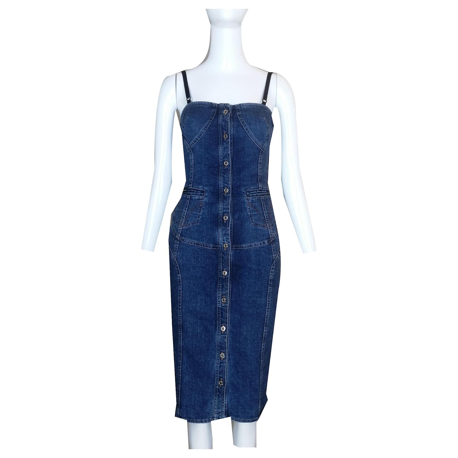 Gabbana Dresses Blue Cotton Elastane 