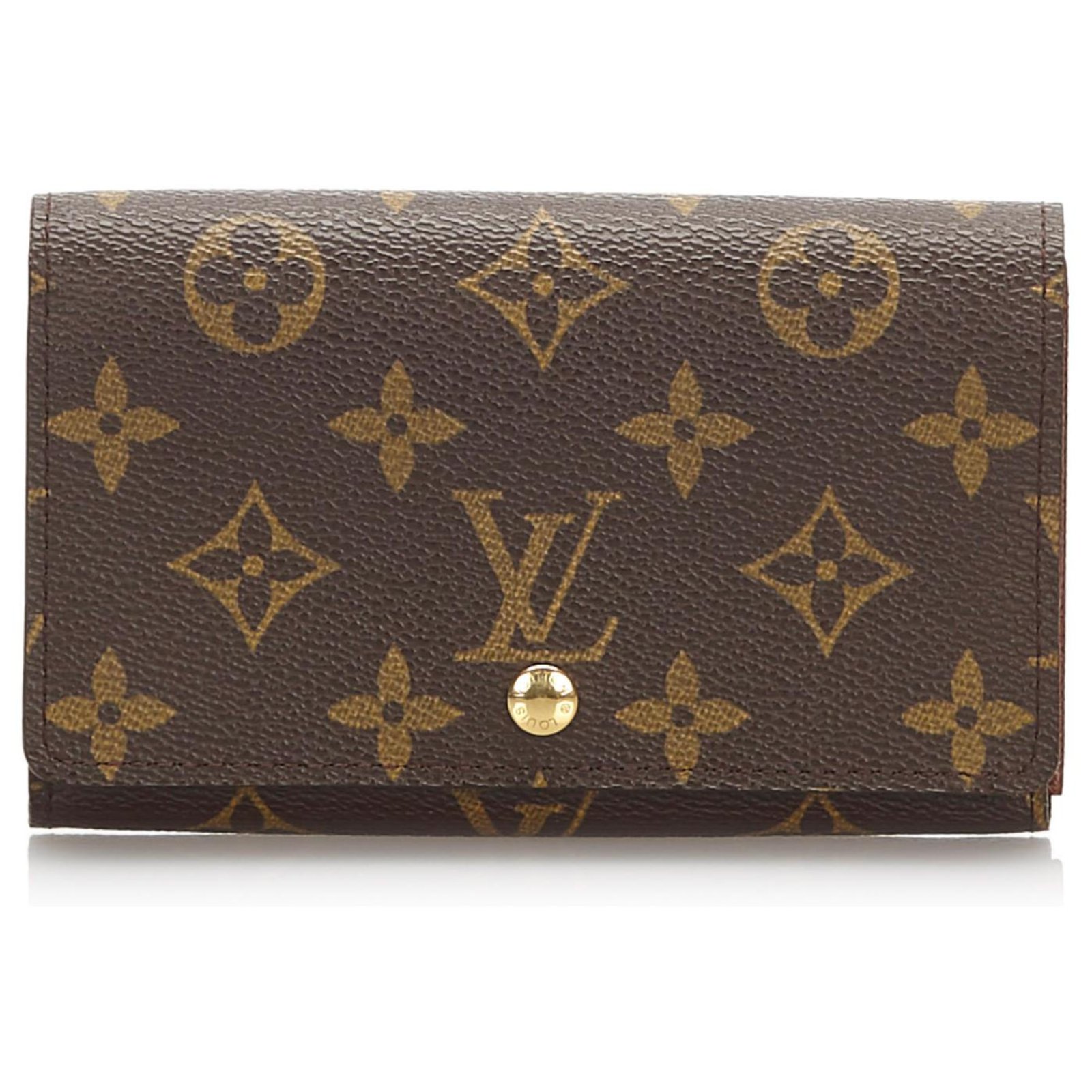 Louis Vuitton Brown Monogram Porte Monnaie Billets Cloth ref