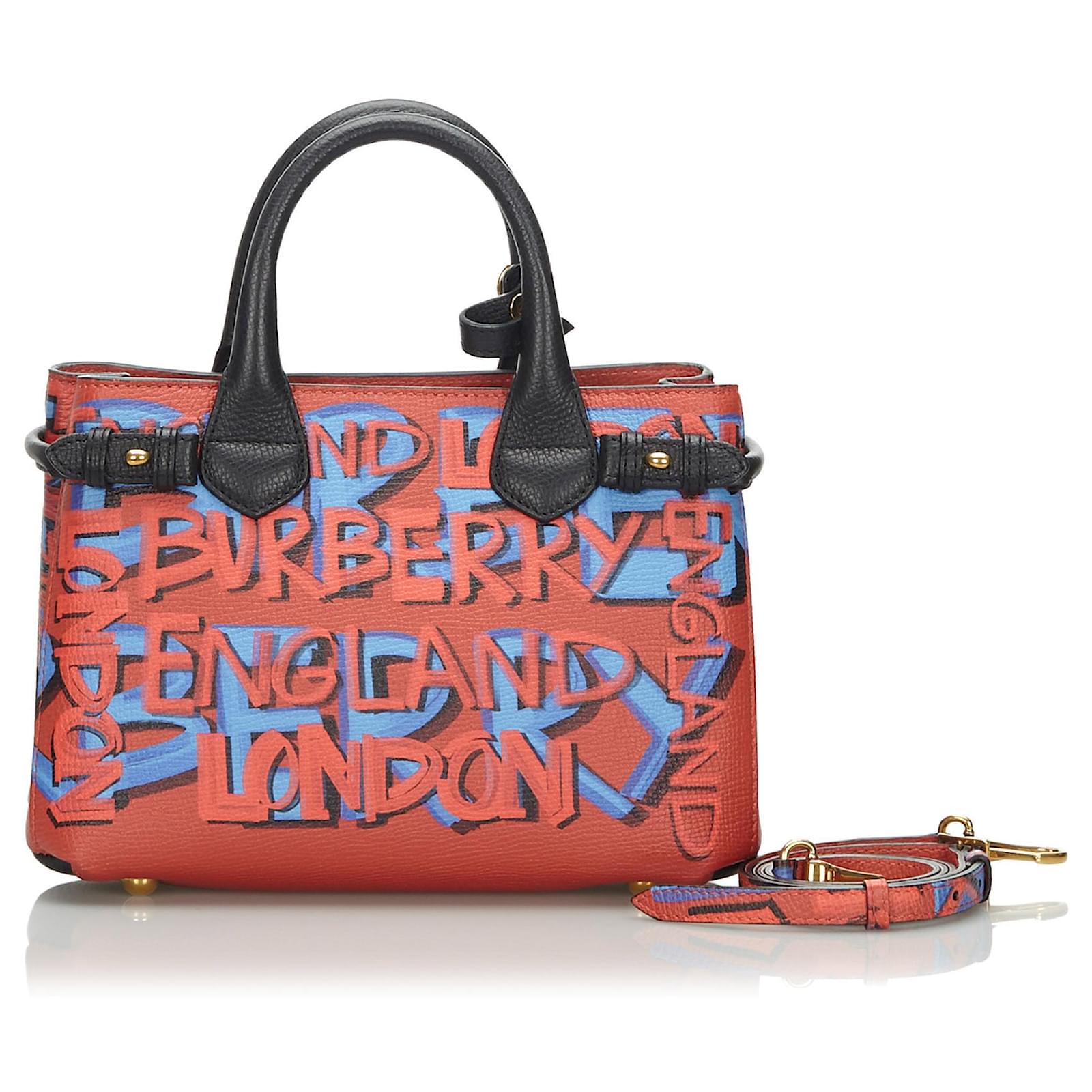 Cartella Burberry in pelle rossa con piccoli graffiti Nero Rosso ref.170824  - Joli Closet