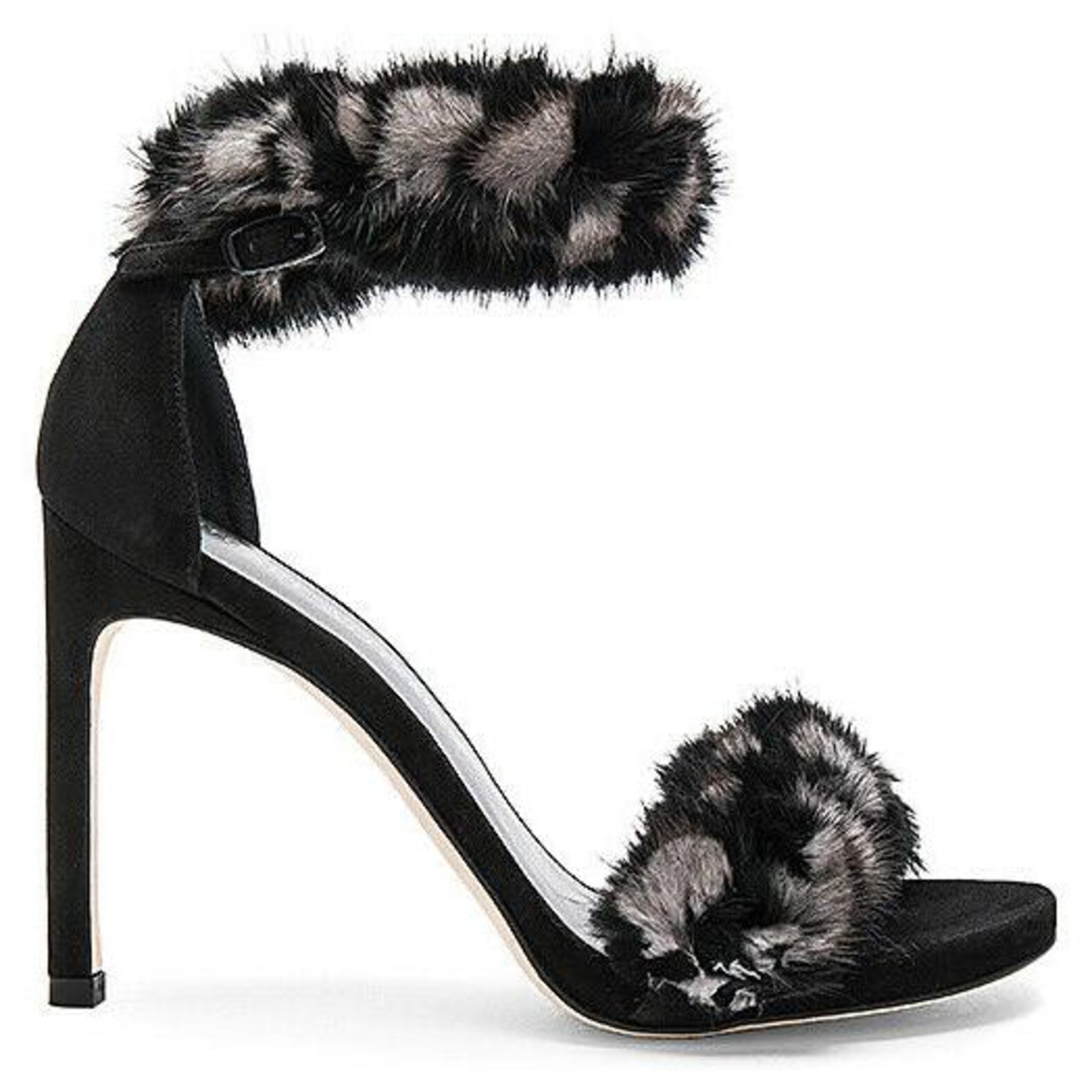 Faux fur heels Saint Laurent Black size 38 EU in Faux fur - 39075946