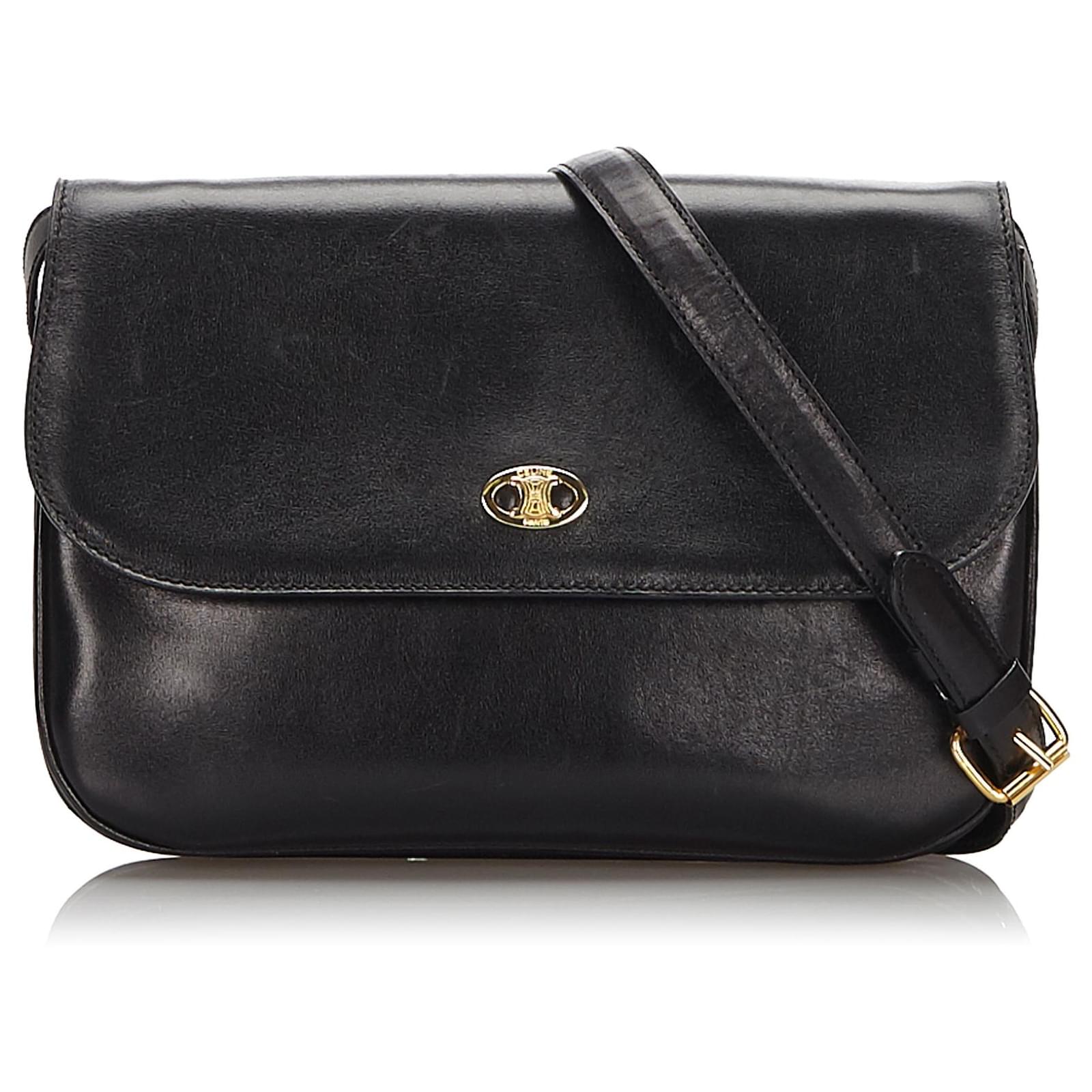 C?�line Celine Sac ?� bandouli?�re en cuir noir ref.171363 - Joli Closet