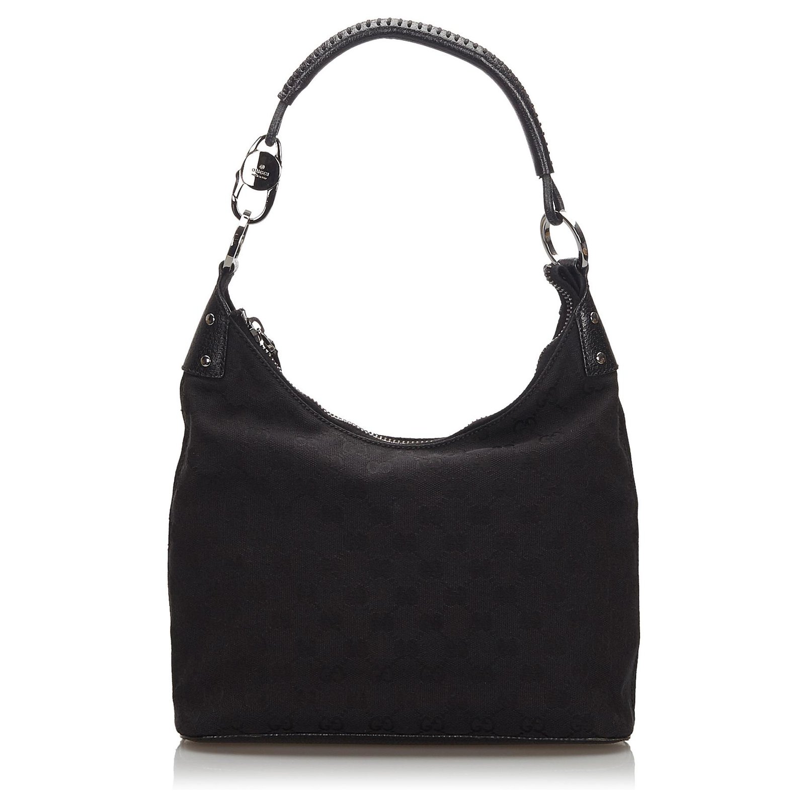 Gucci Black GG Canvas Shoulder Bag Leather Patent leather Cloth Cloth  ref.289121 - Joli Closet