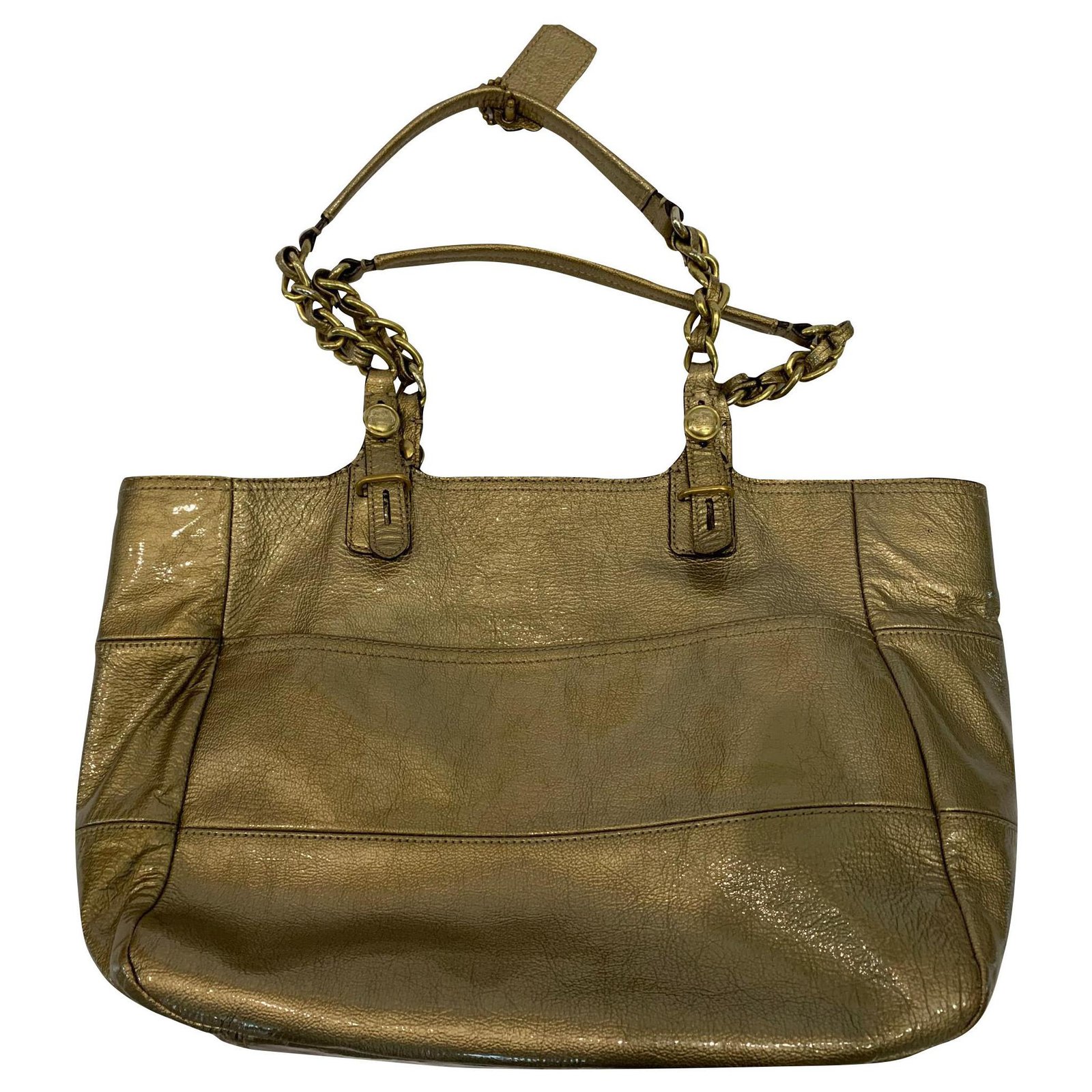 coach gold leather handbags