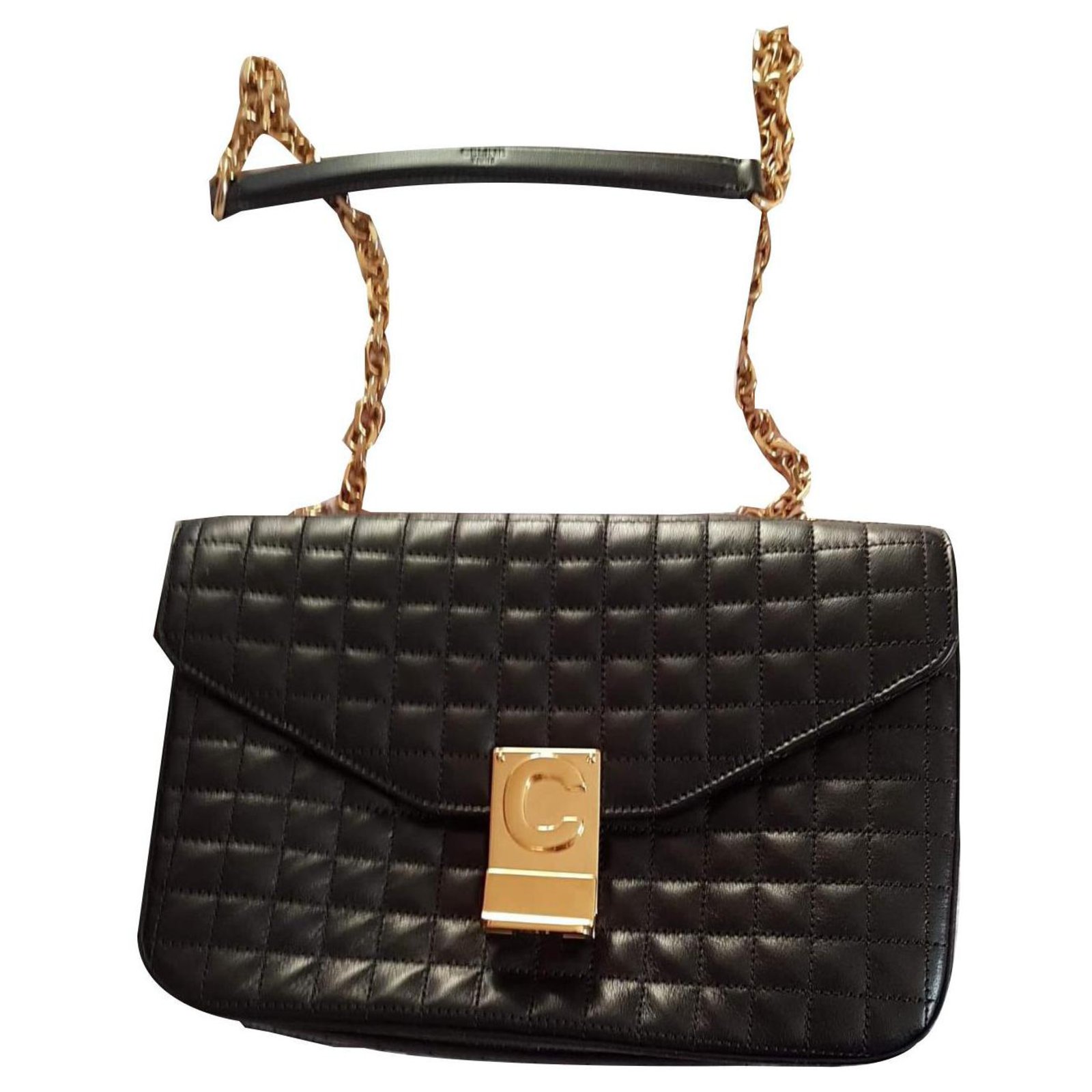 Classic Box Céline Small C bag in quilted calf leather Black ref.171530 ...