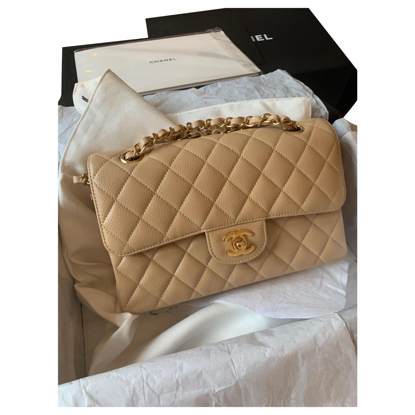 Chanel Timeless Beige Leather ref.171936 - Joli Closet