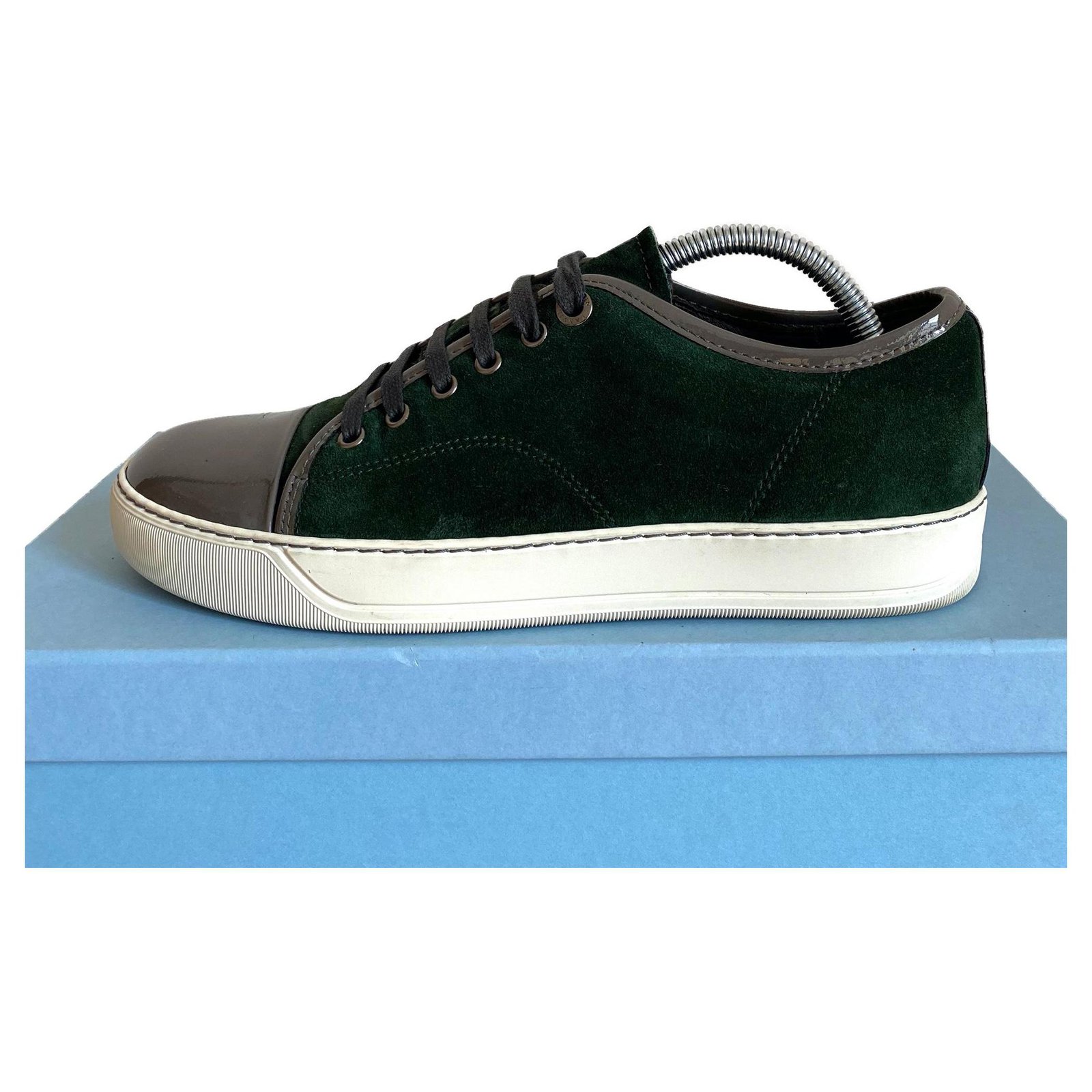 længde når som helst Nævne Lanvin Sneakers Green Grey Suede Patent leather ref.172165 - Joli Closet