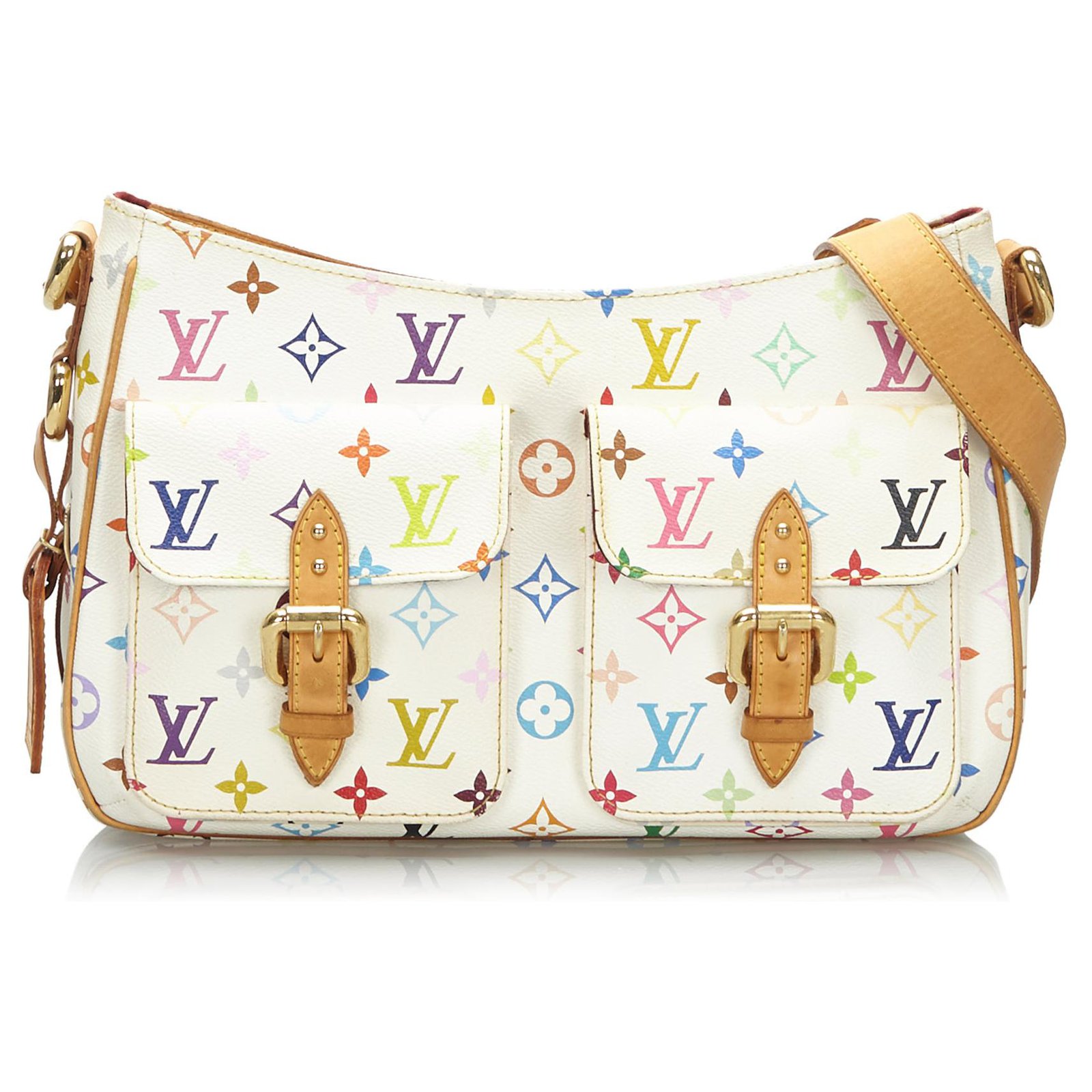 Louis Vuitton White Monogram Multicolore Lodge GM Multiple colors Leather  Cloth ref.172280 - Joli Closet