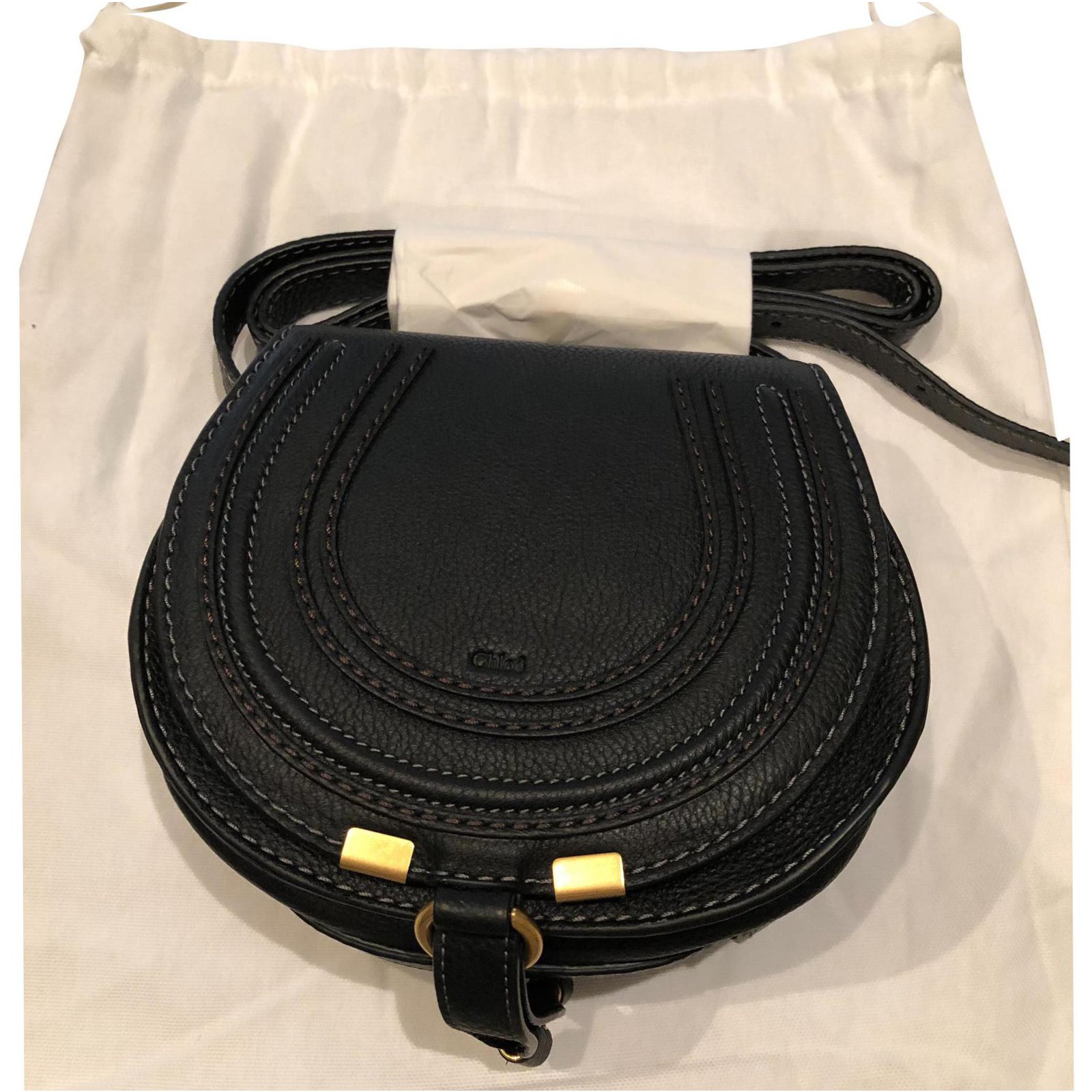 Chloé Mini Marcie Black Leather ref.172375 - Joli Closet