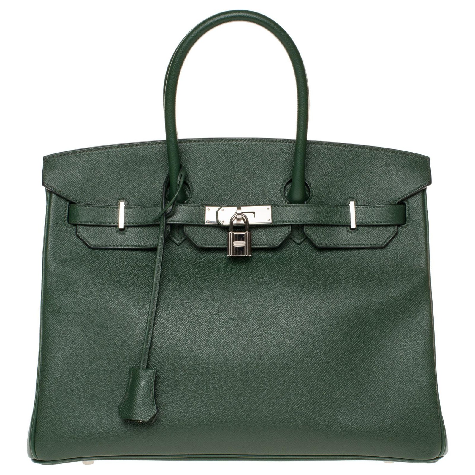 Hermès HERMES BIRKIN 35 in English green Epsom leather, Palladie silver ...