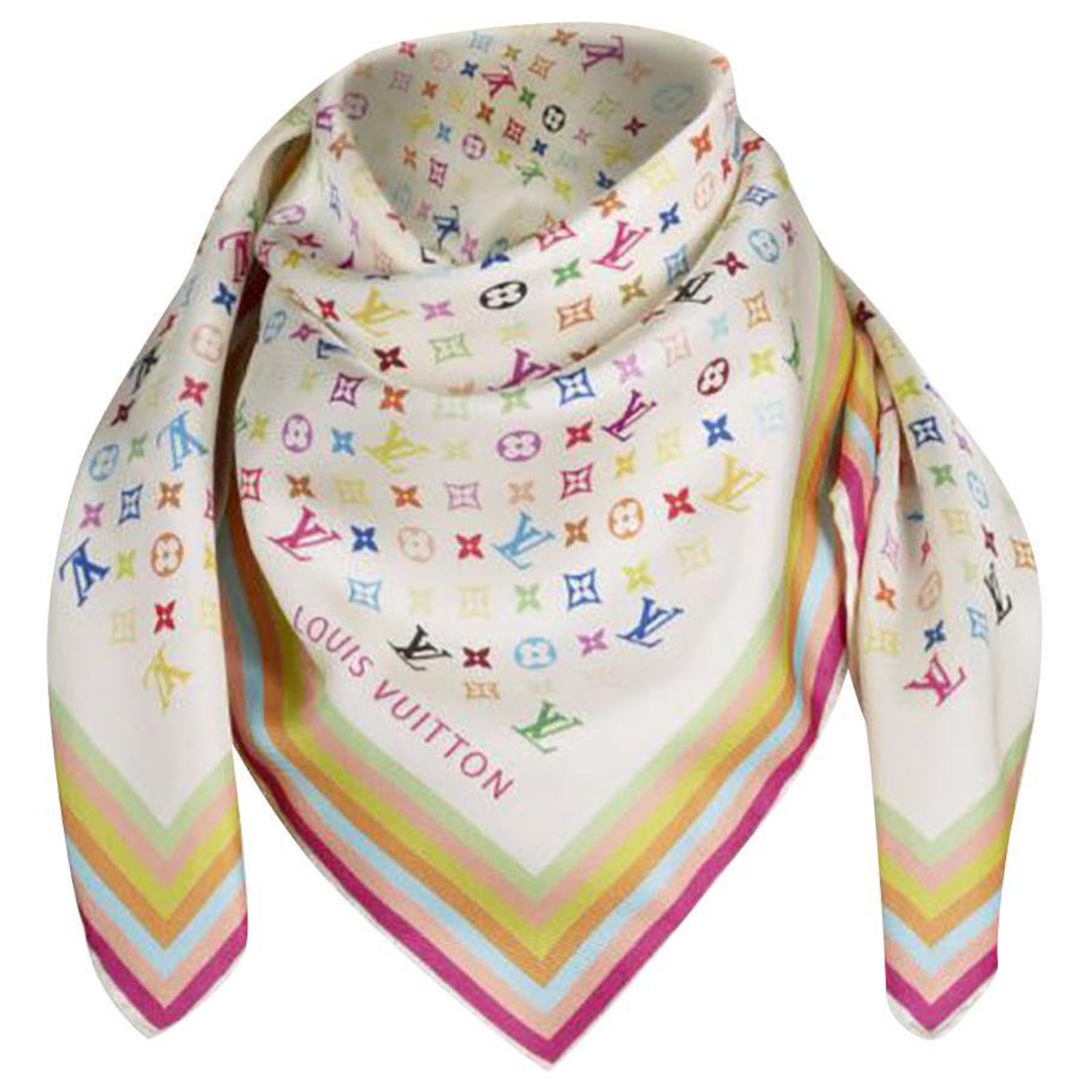 Louis Vuitton monogram multicolor silk scarf Multiple colors ref