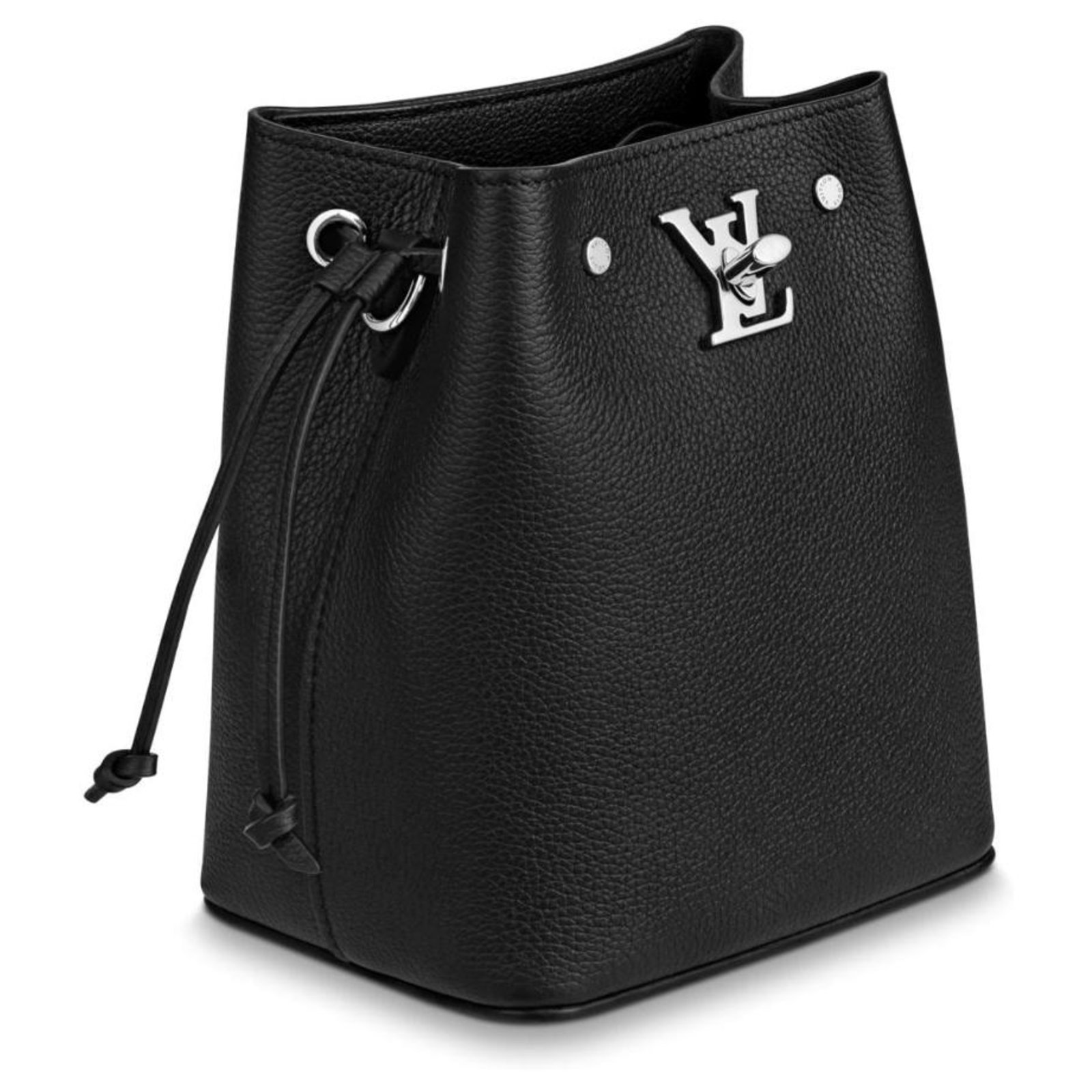 Louis Vuitton Leather Lockme Bucket MM - Black Bucket Bags