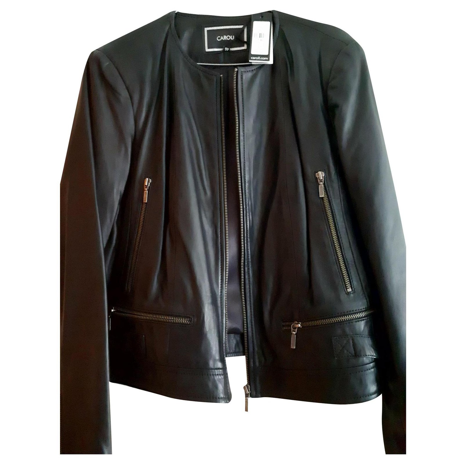 New Caroll black leather jacket Lambskin ref.173787 - Joli Closet