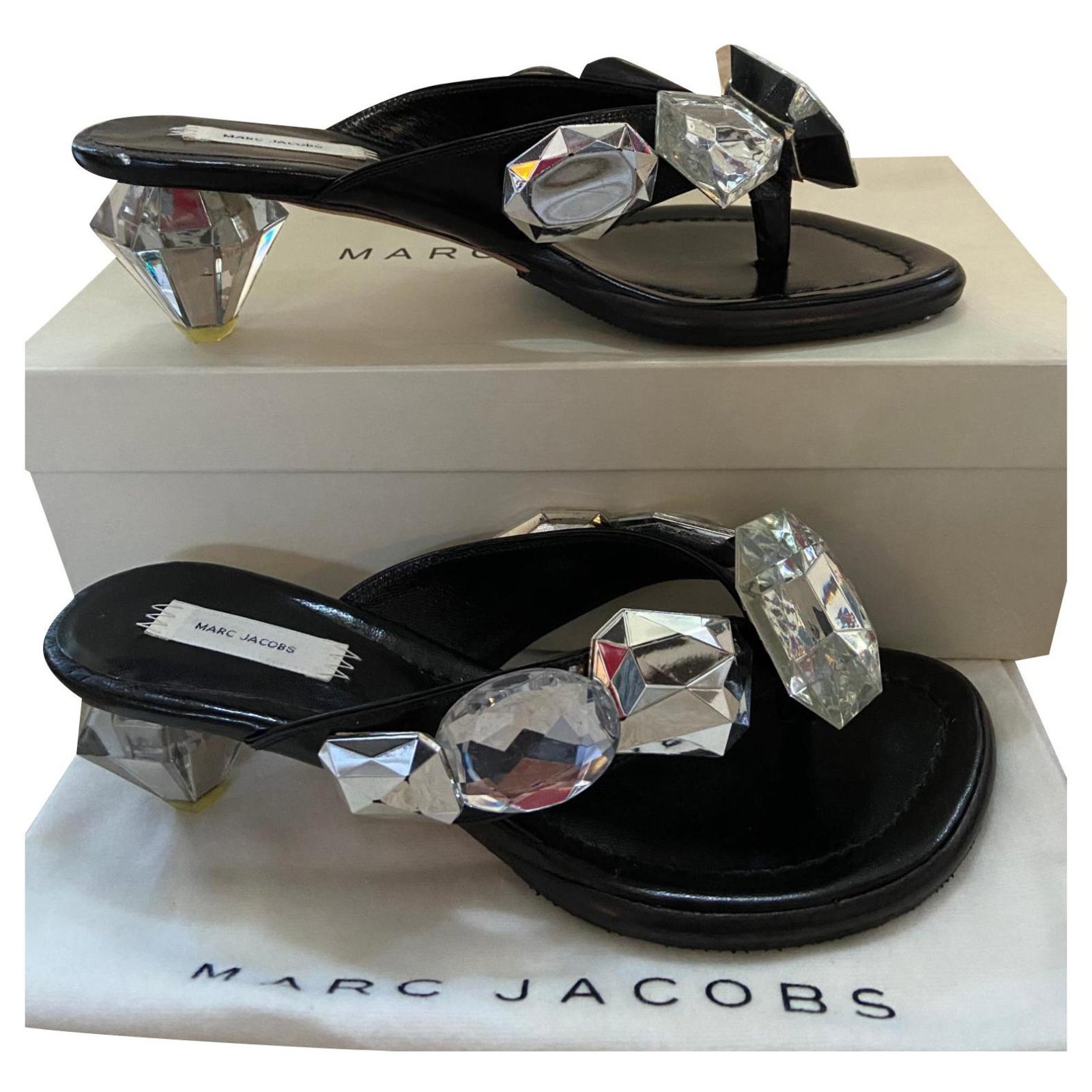 Hård ring nabo Oh Marc Jacobs Sandals Black Leather Glass ref.174022 - Joli Closet