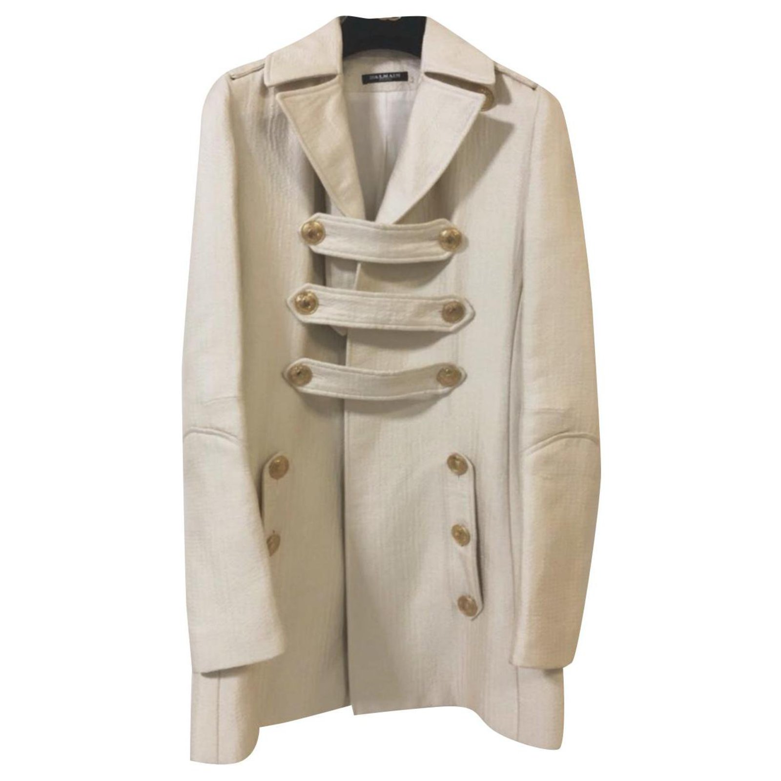 Balmain military cream coat jacket FR38 Silk Cotton ref.174916 - Joli