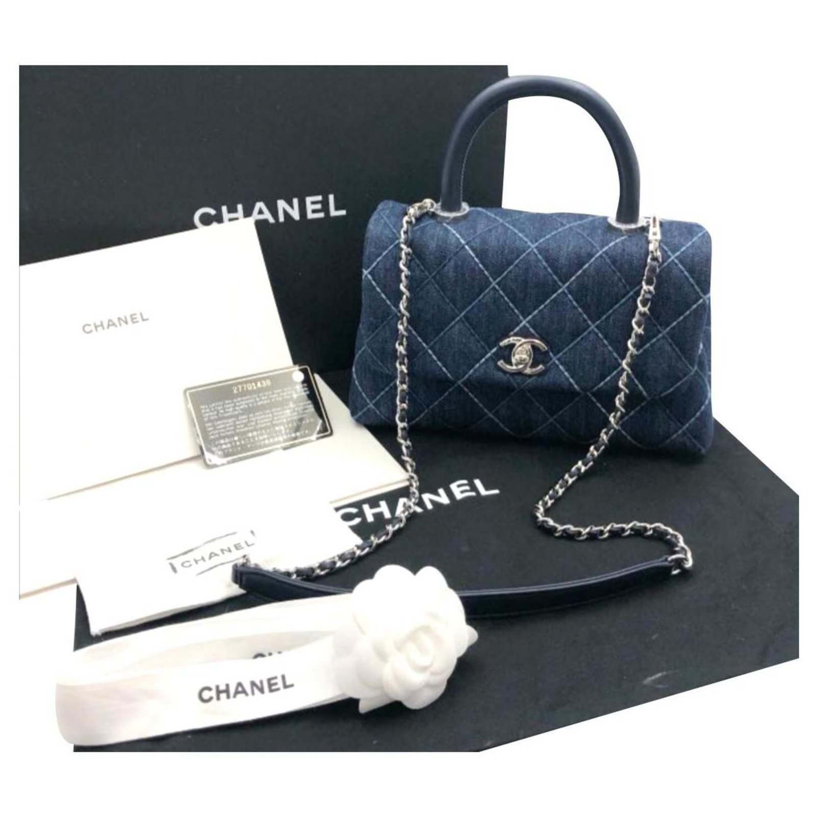 Chanel Coco Griff Tasche Blau John Ref 174920 Joli Closet
