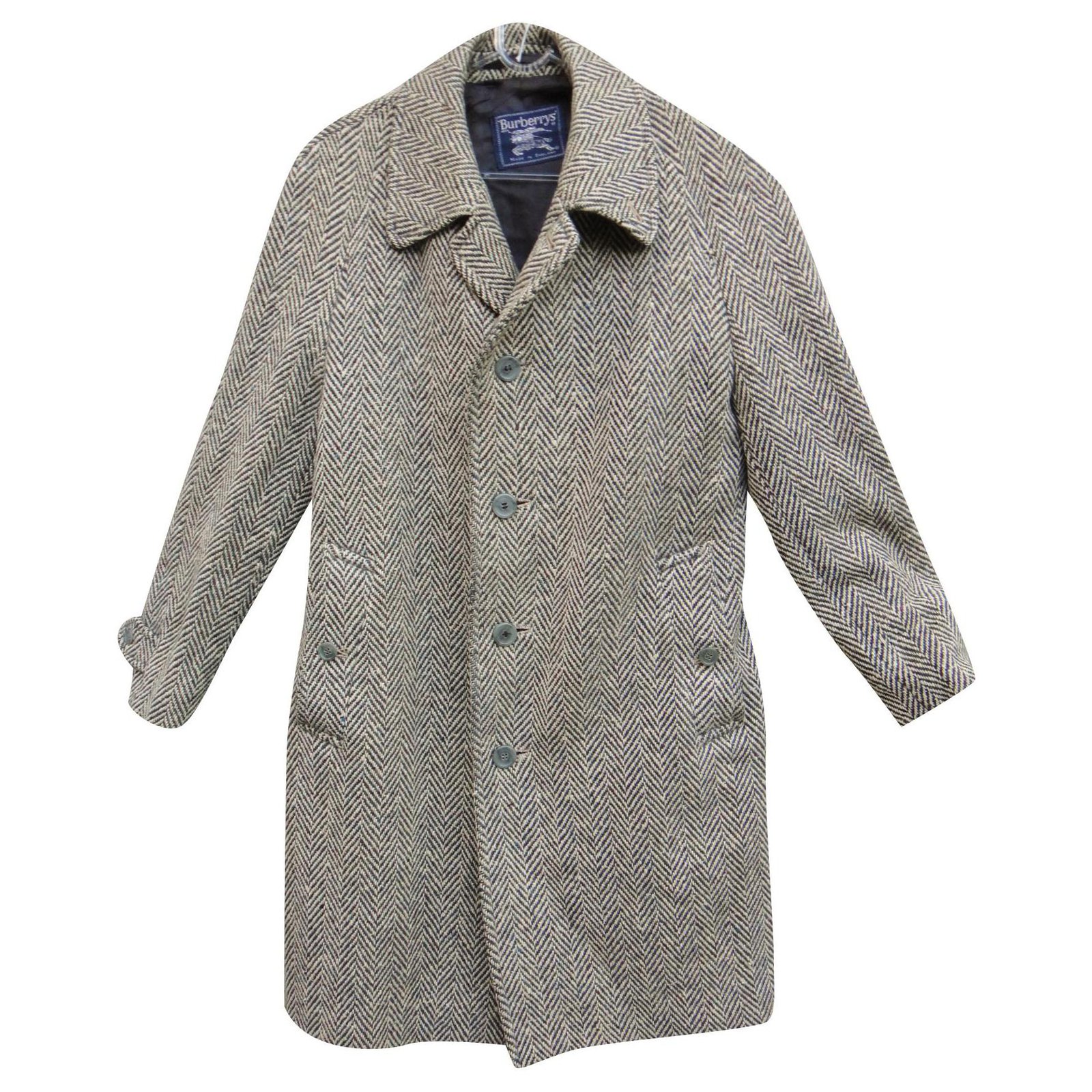 Burberry men's coat in Irish Tweed t 48, vintage Grey Wool  -  Joli Closet