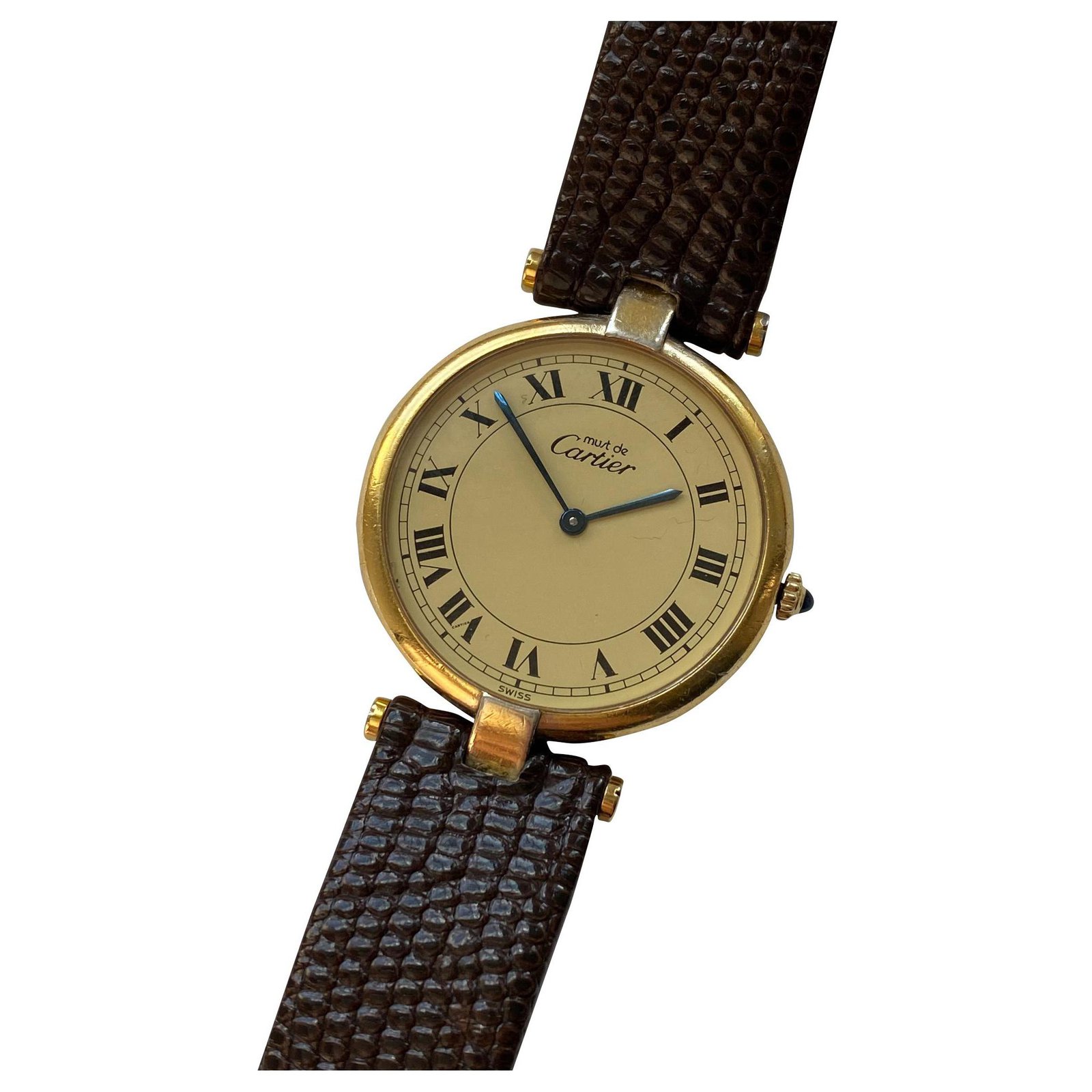 CARTIER Vendôme assistir em vermeil Dourado Castanho escuro Couros exóticos  Vermelho ref.175023 - Joli Closet