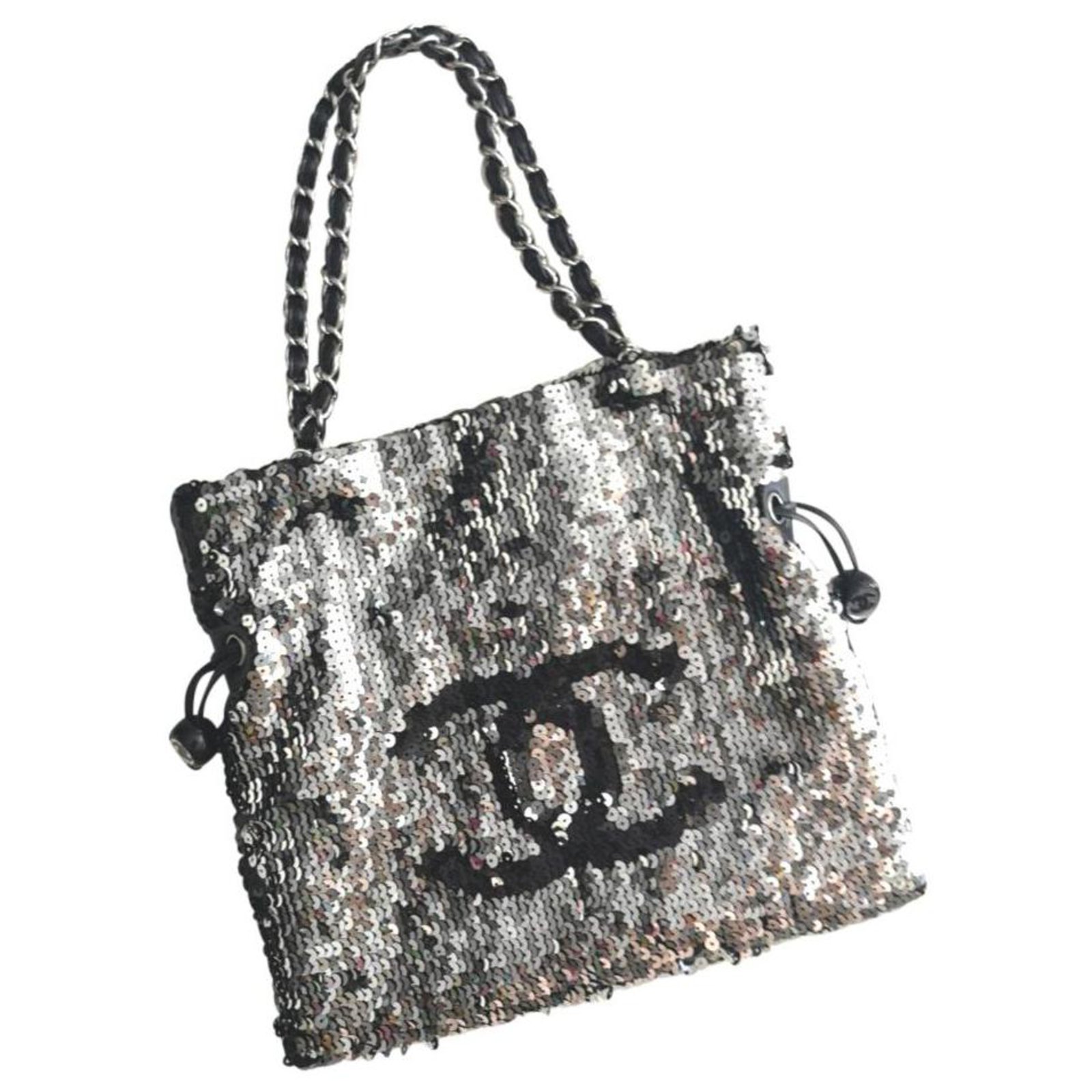 GREY AND BLACK SEQUIN WITH SILVER-TONE METAL TOTE HANDBAG, CHANEL, A  Collection of a Lifetime: Chanel Online, Jewellery
