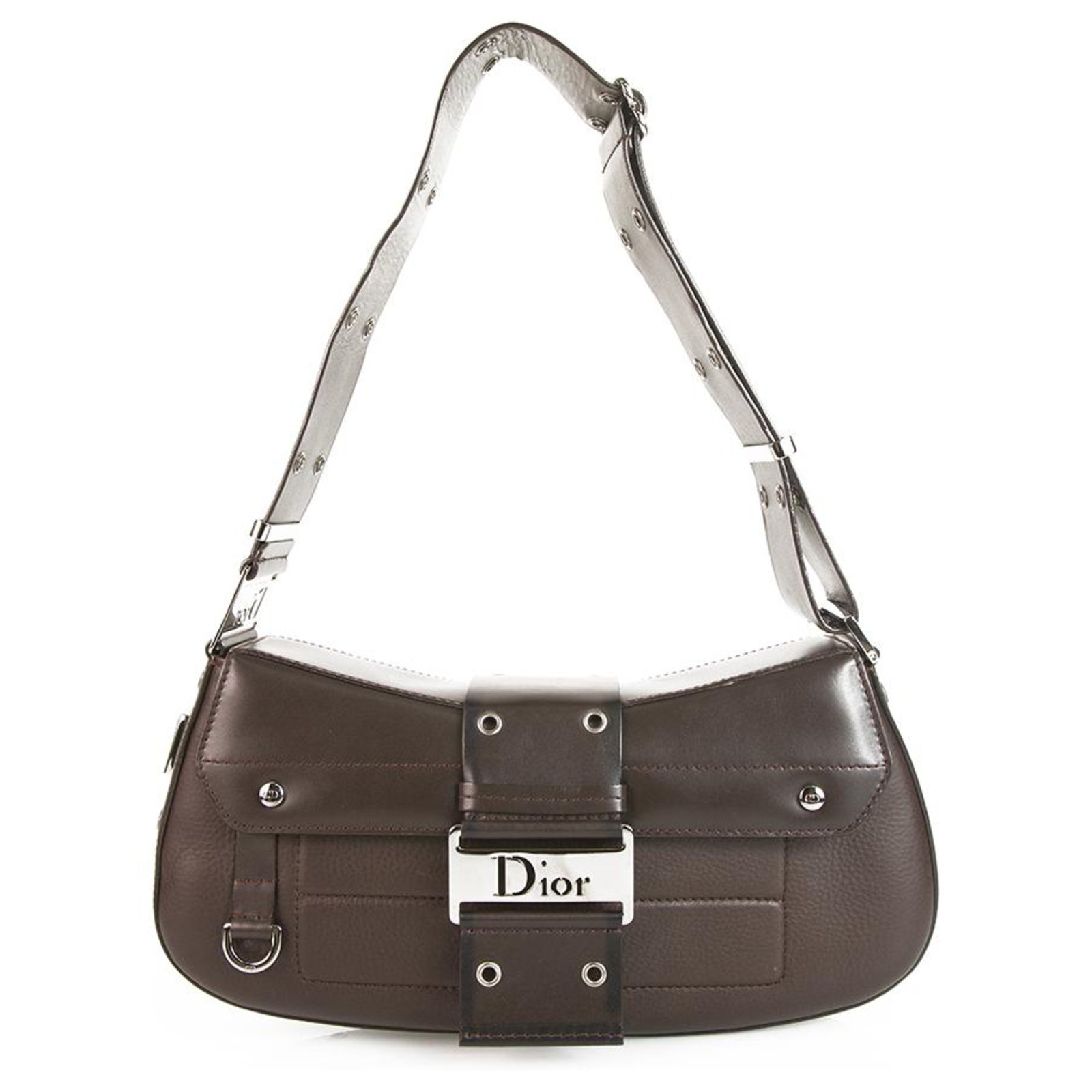 Christian Dior dark brown calf leather street chic columbus ave handbag  shoulder bag ref.176122 - Joli Closet