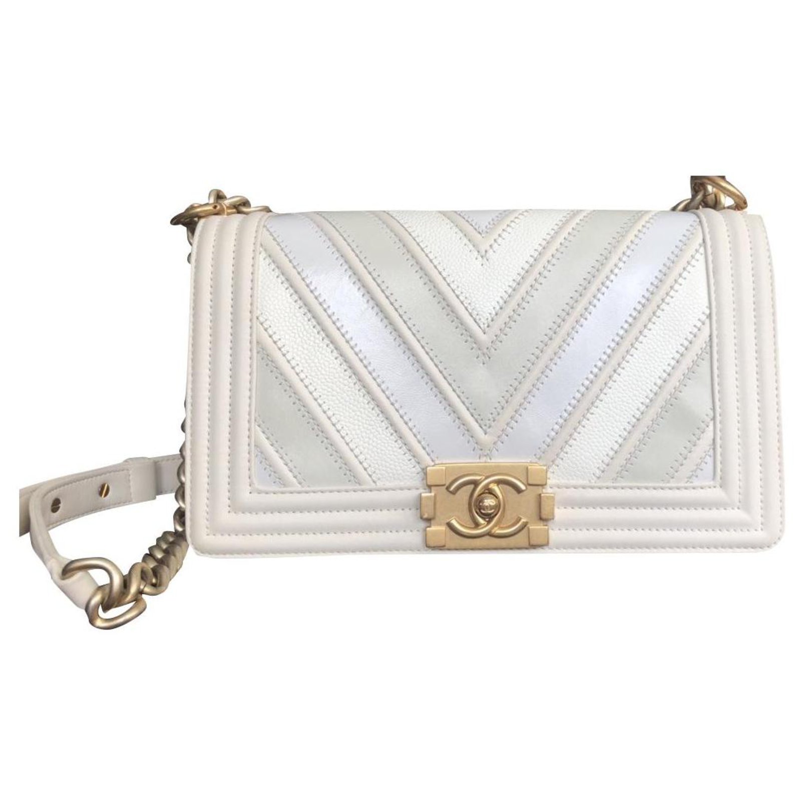 white chanel boy bolsa