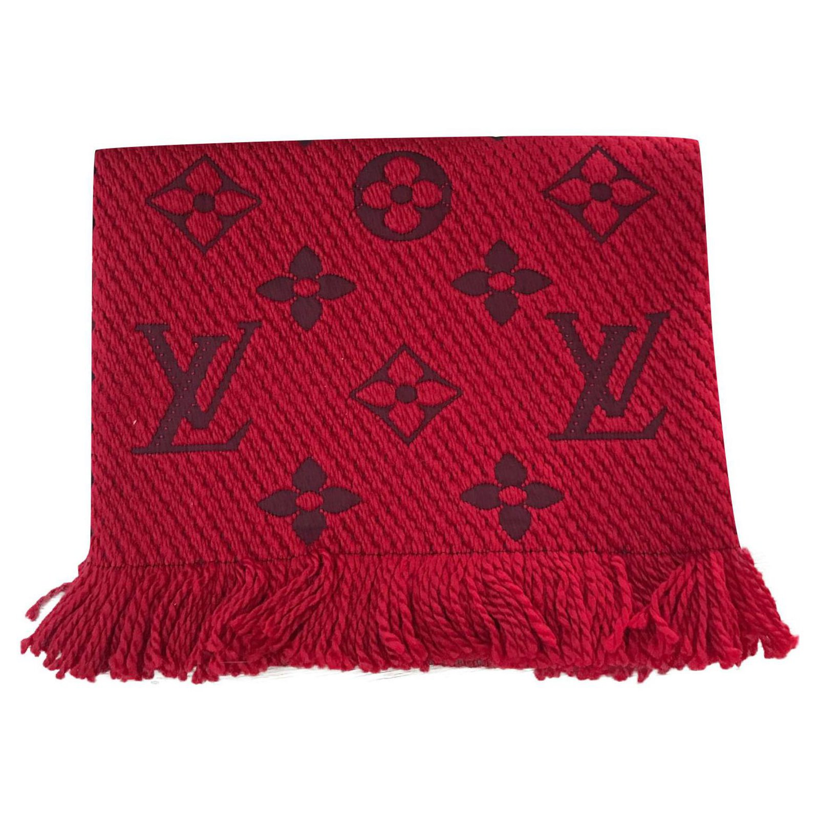 Louis Vuitton Logomania red scarf Silk Wool ref.177225 - Joli Closet