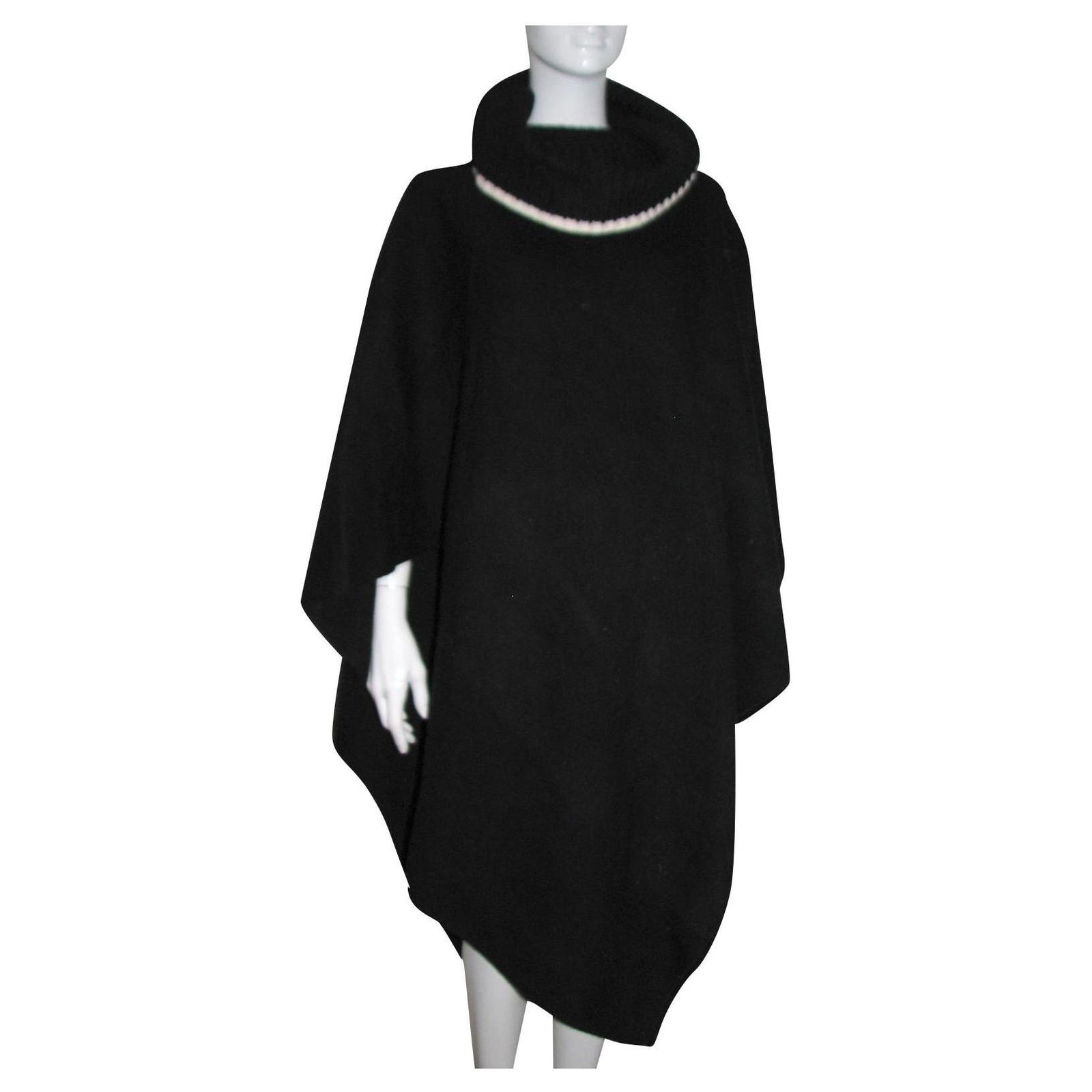 Zara Long black poncho Coats, Outerwear 