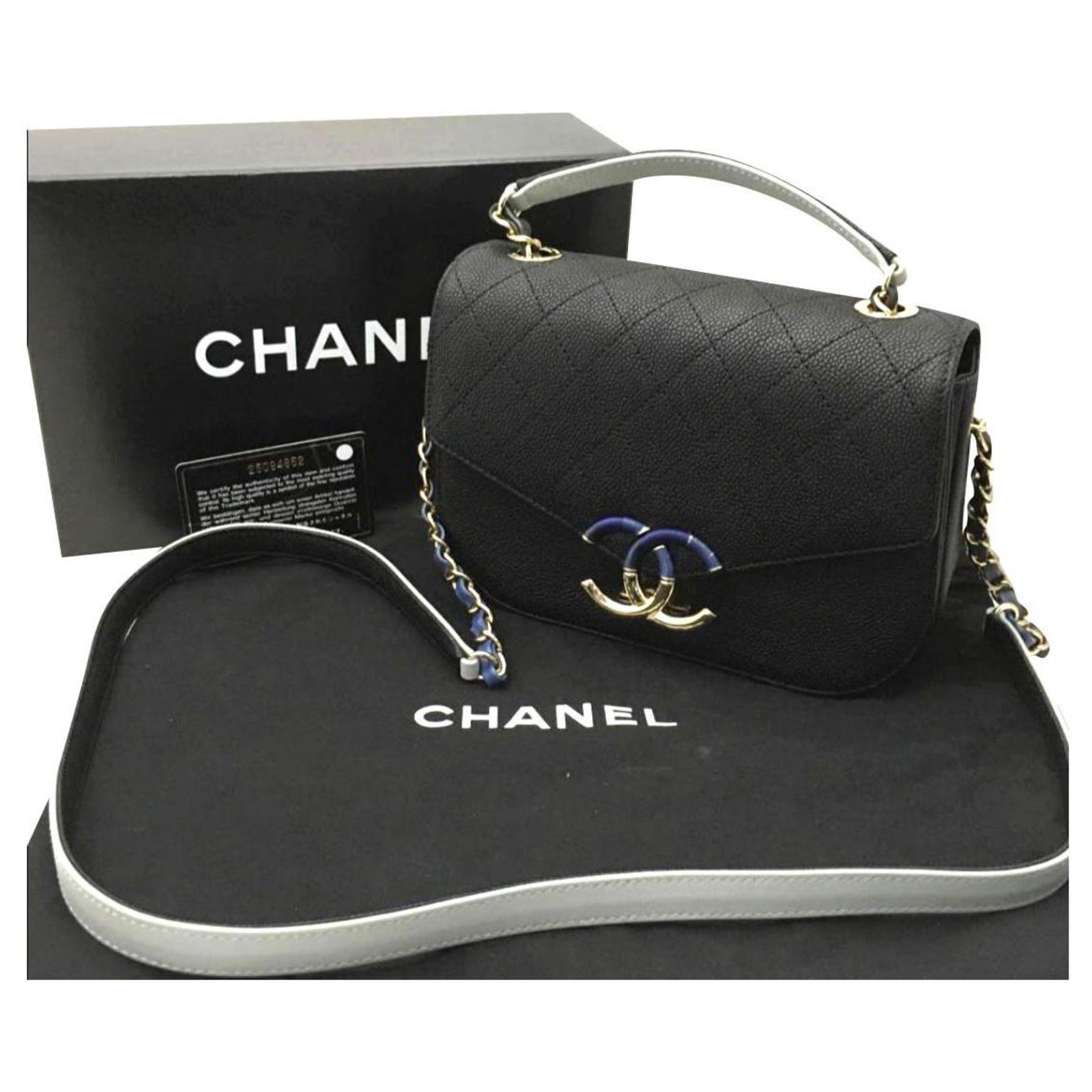 Chanel Caviar top handle flap bag Black Leather ref.177799 - Joli Closet