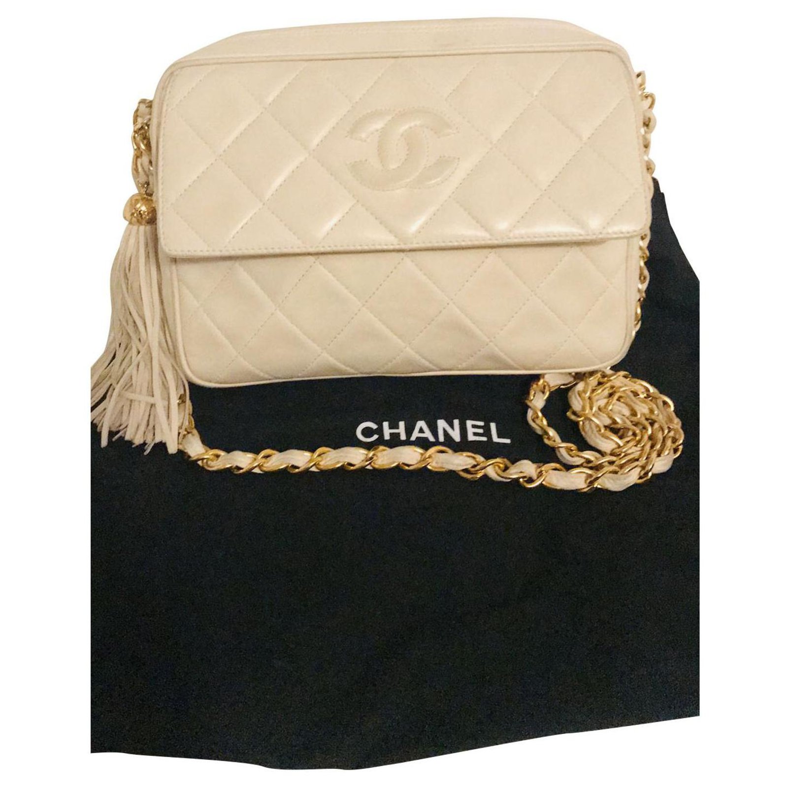 Chanel Camera Lambskin Quilted Crossbody Flap Bag Beige ref.177856