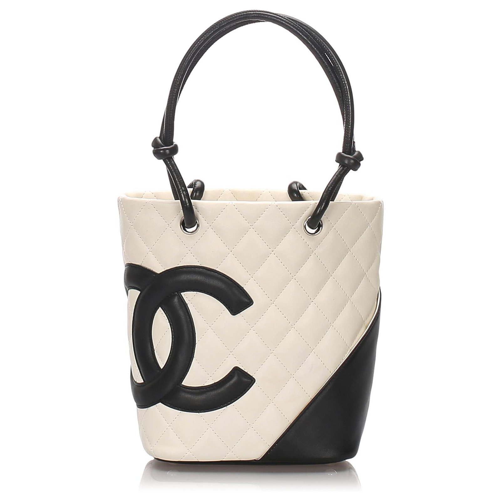 Chanel White Cambon Ligne Tote Black Leather ref.177959 - Joli Closet