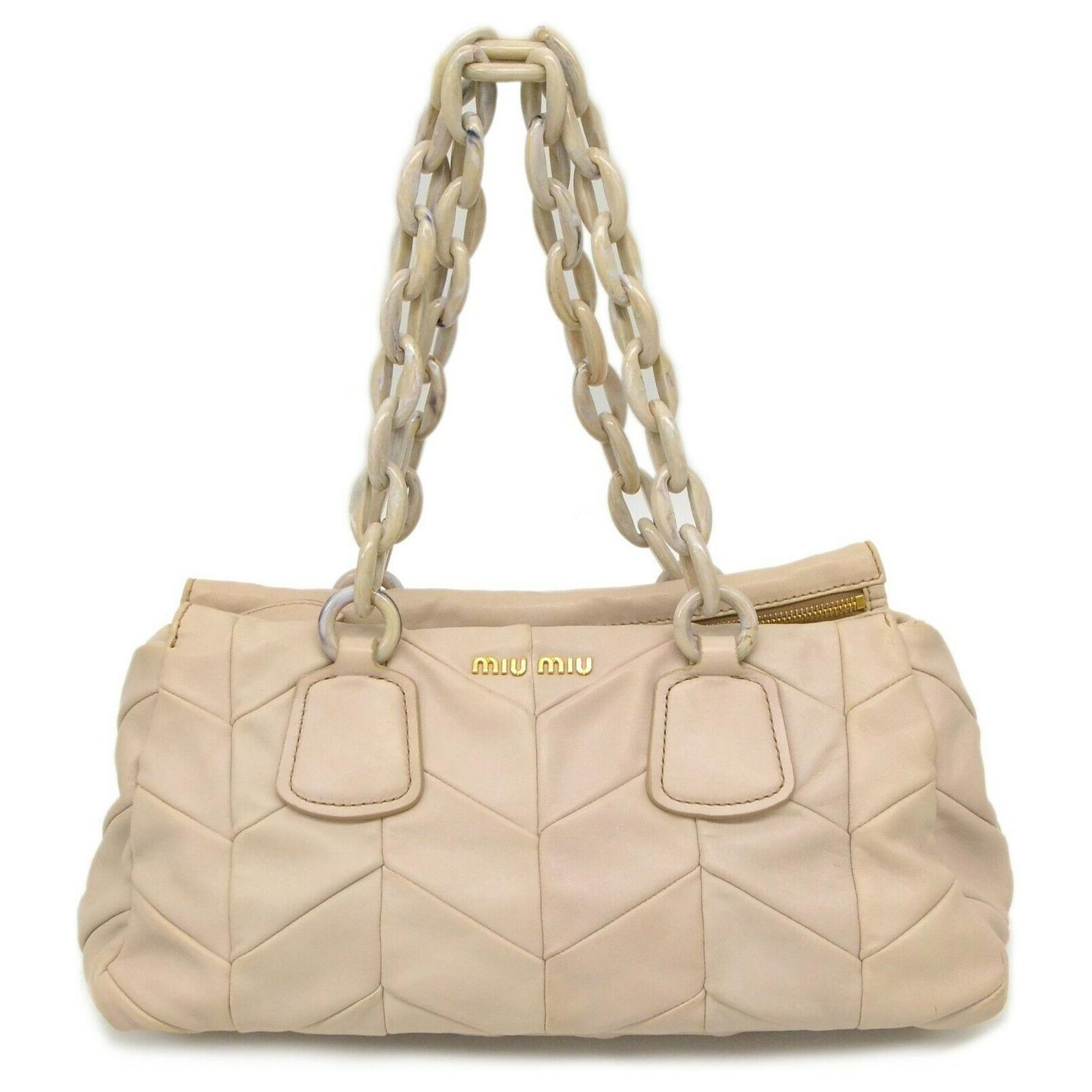 Miu Miu Vintage 2way Hand Bag Beige Leather ref.178855 - Joli Closet