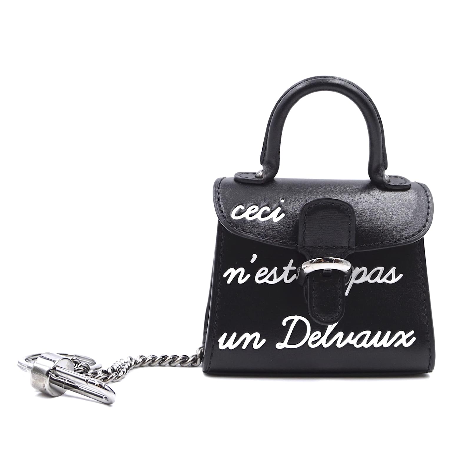 Delvaux Super Mini Brillant Charm Holder Black And White Delvaux Super Mini Brillant